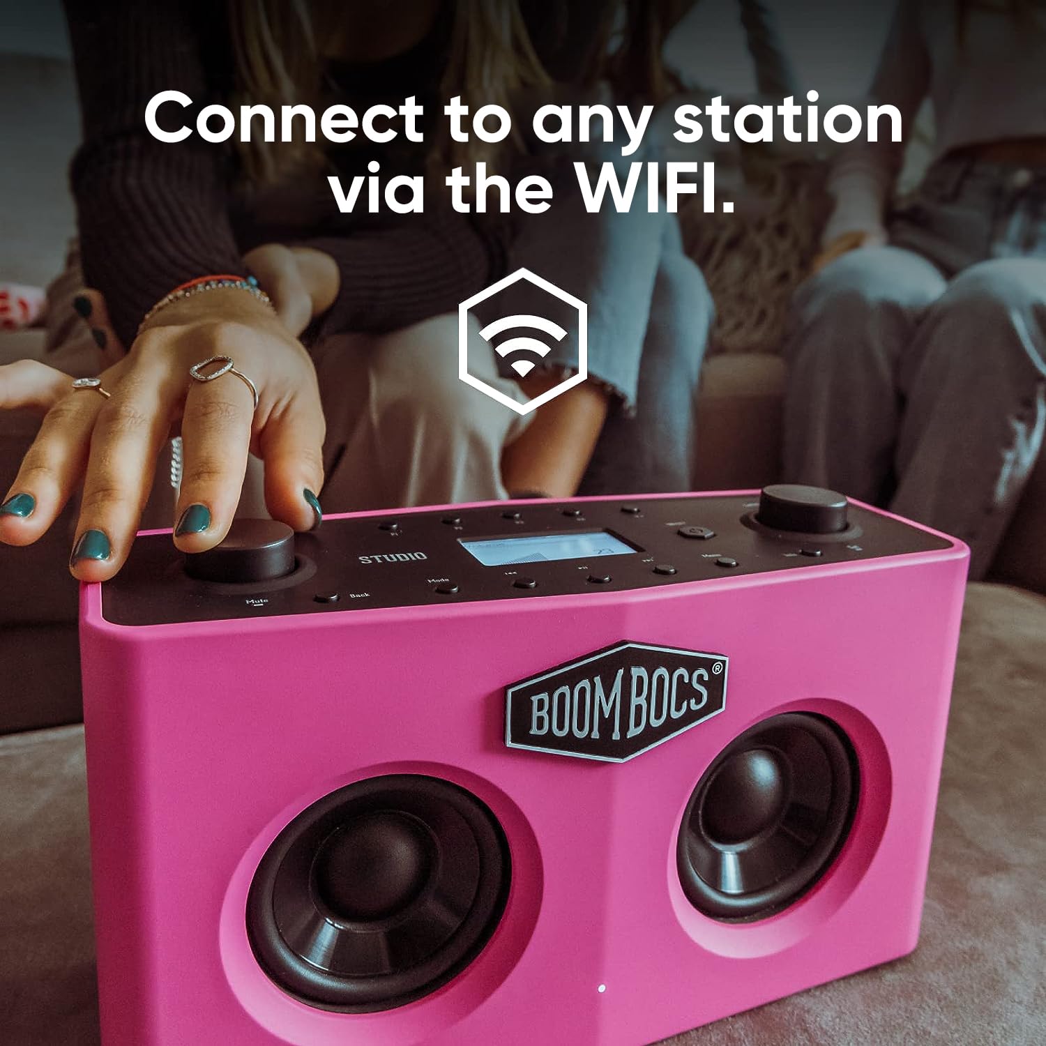 BoomBocs Portable Bluetooth Speaker with WiFi Internet Radio - Wireless Streaming for Spotify, Deezer & Amazon Music - Pink | Perfect for Home, Office, Travel & Outdoor Parties