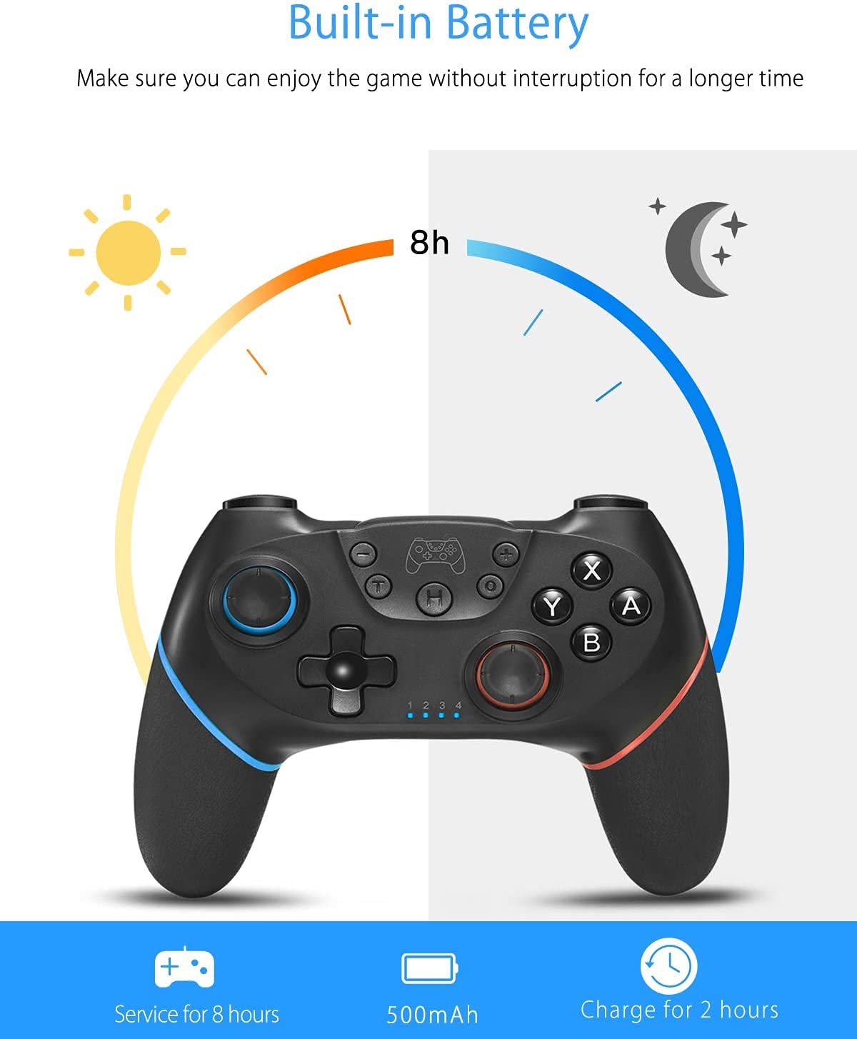Lunriwis Wireless Pro Controller for Nintendo Switch/Switch Lite/Switch OLED - 6-Axis Gyroscope, Turbo Function, Screenshot Button & Alarm Clock | Perfect for Gaming, Travel & Family Entertainment