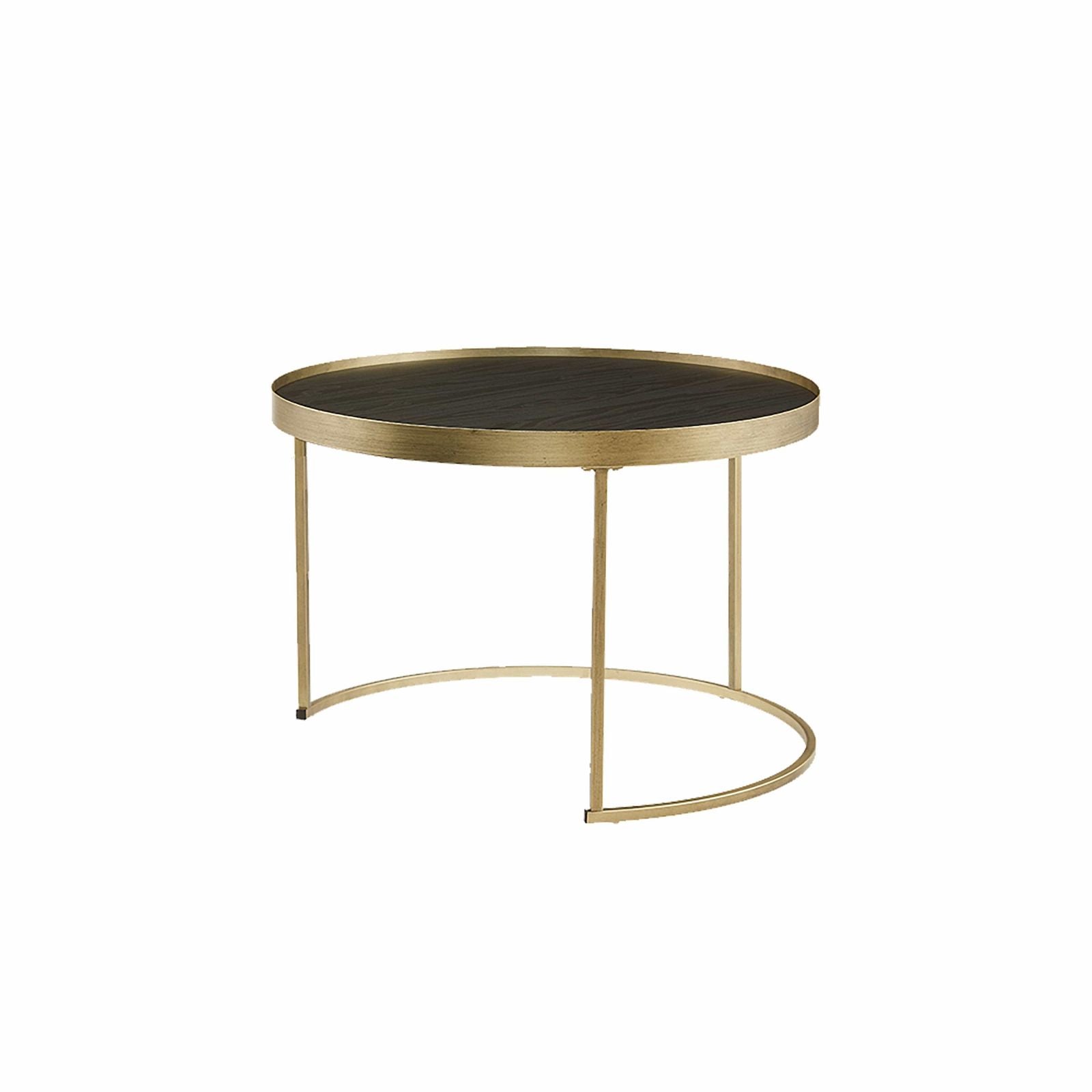 Criterion Black Oak Nested Coffee Table with Distressed Gold Metal Frame - Perfect for Living Room, Lounge, and Office Decor