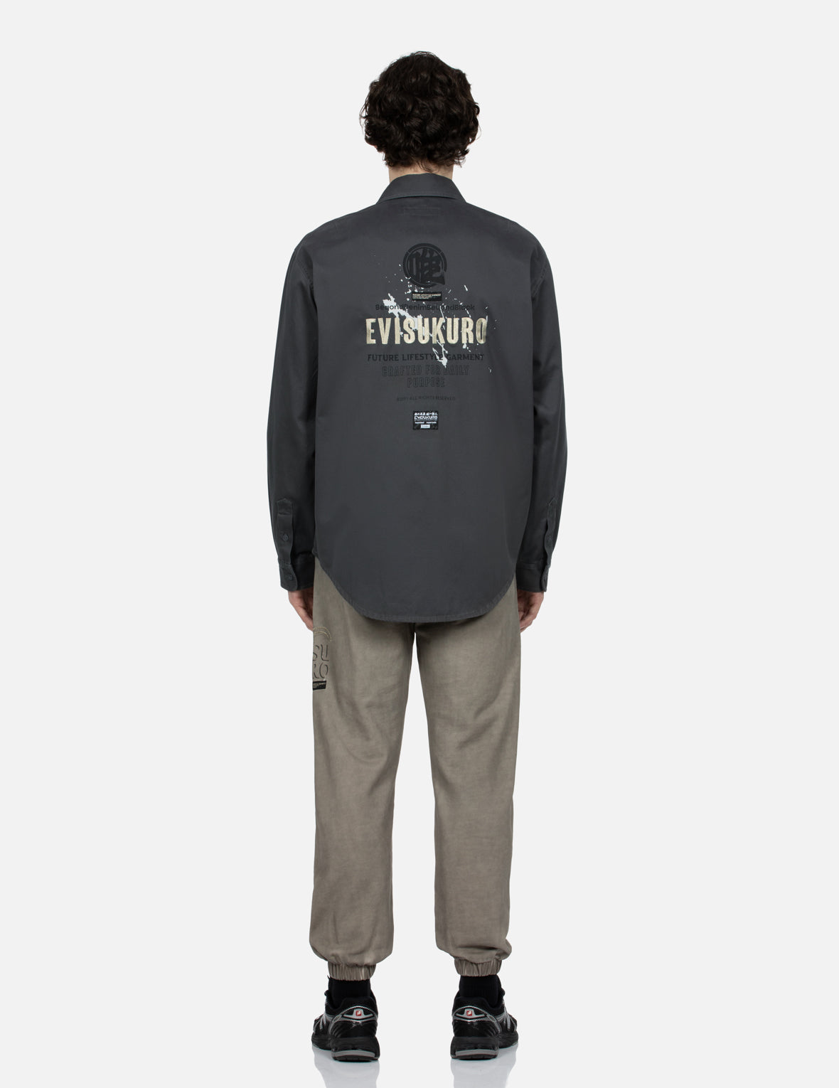 Logo & Seagull Embroidered Relaxed Fit Cargo Shirt for Men - Casual Outdoor Wear, Street Style Fashion