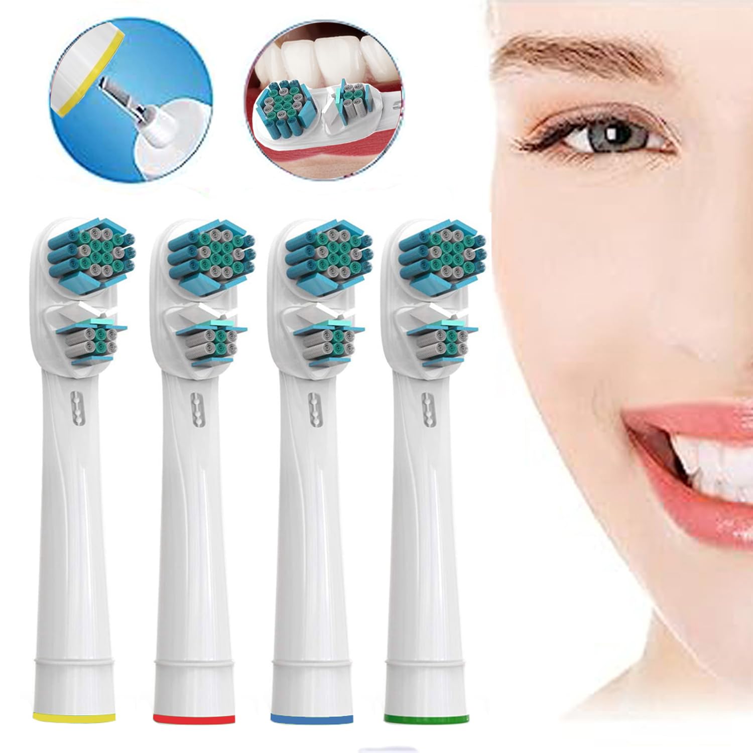 Oral-B Dual Clean Replacement Brush Heads, 8-Pack - Generic Dual Head Electric Toothbrush Heads Compatible with Oral-B Electric Toothbrushes - Perfect for Daily Oral Care & Travel