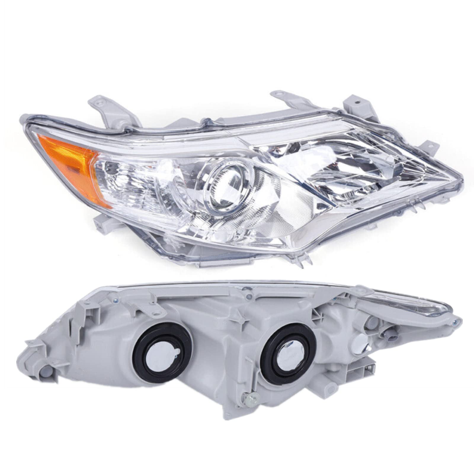 2012-2014 Toyota Camry Right Passenger Side Headlight Assembly - Chrome Projector Headlamp Replacement (Part# 8115006470, 8111006470) | Perfect for Night Driving & Foggy Conditions