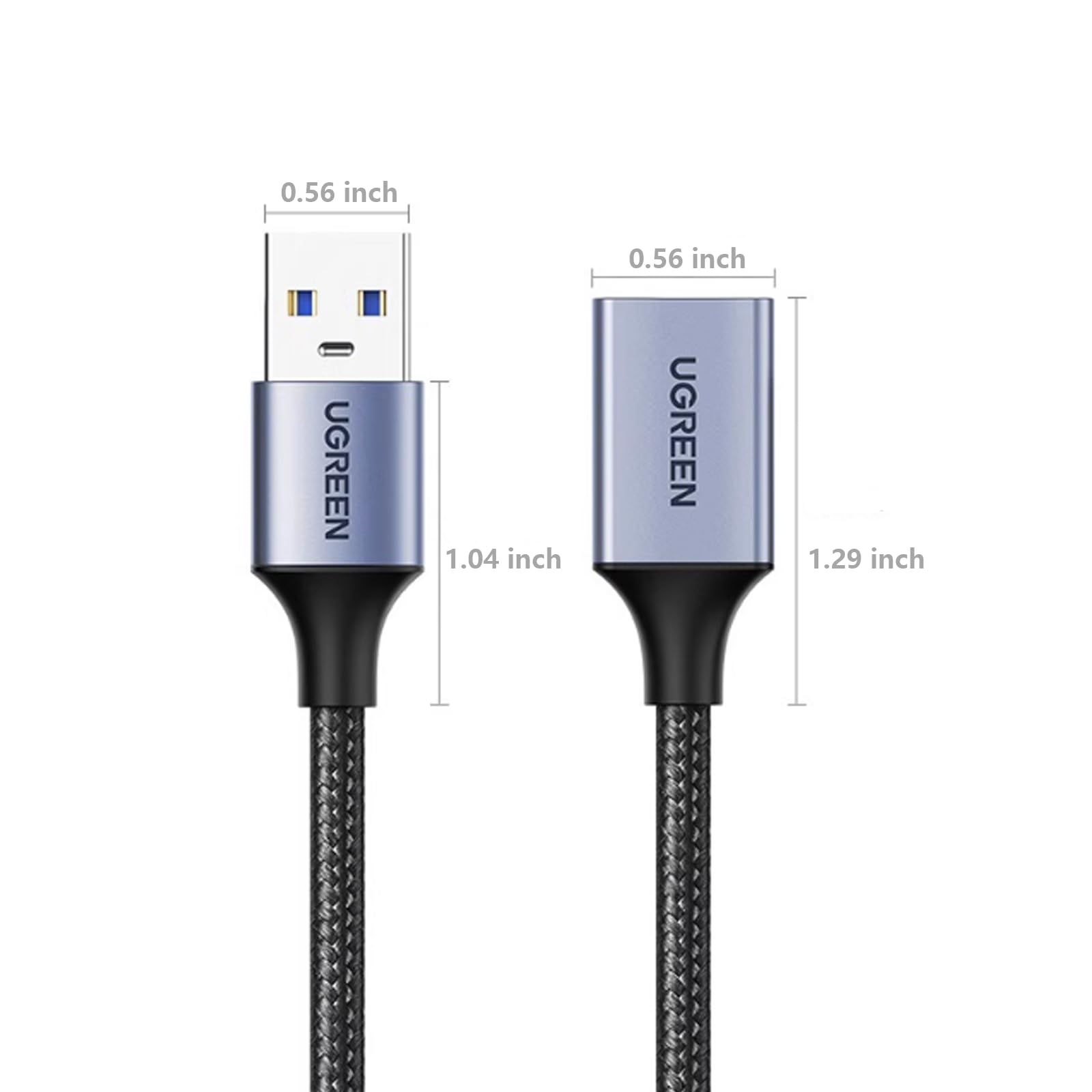 UGREEN 2-Pack USB 3.0 Extension Cable (3FT+3FT) - Nylon Braided USB Extender for Webcam, Camera, Phone, USB Hub, Mouse, Keyboard, Printer, Hard Drive, Headset - Perfect for Home Office & Gaming Setup