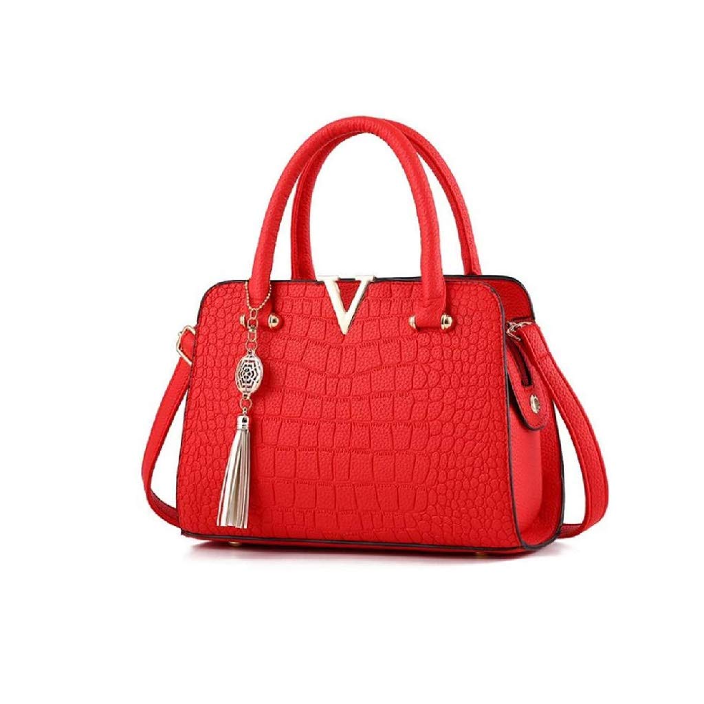 Vintage PU Leather Tote Shoulder Bag for Women - Large Capacity Fashion Handbag Purse (Red) | Perfect for Work, Travel & Everyday Use