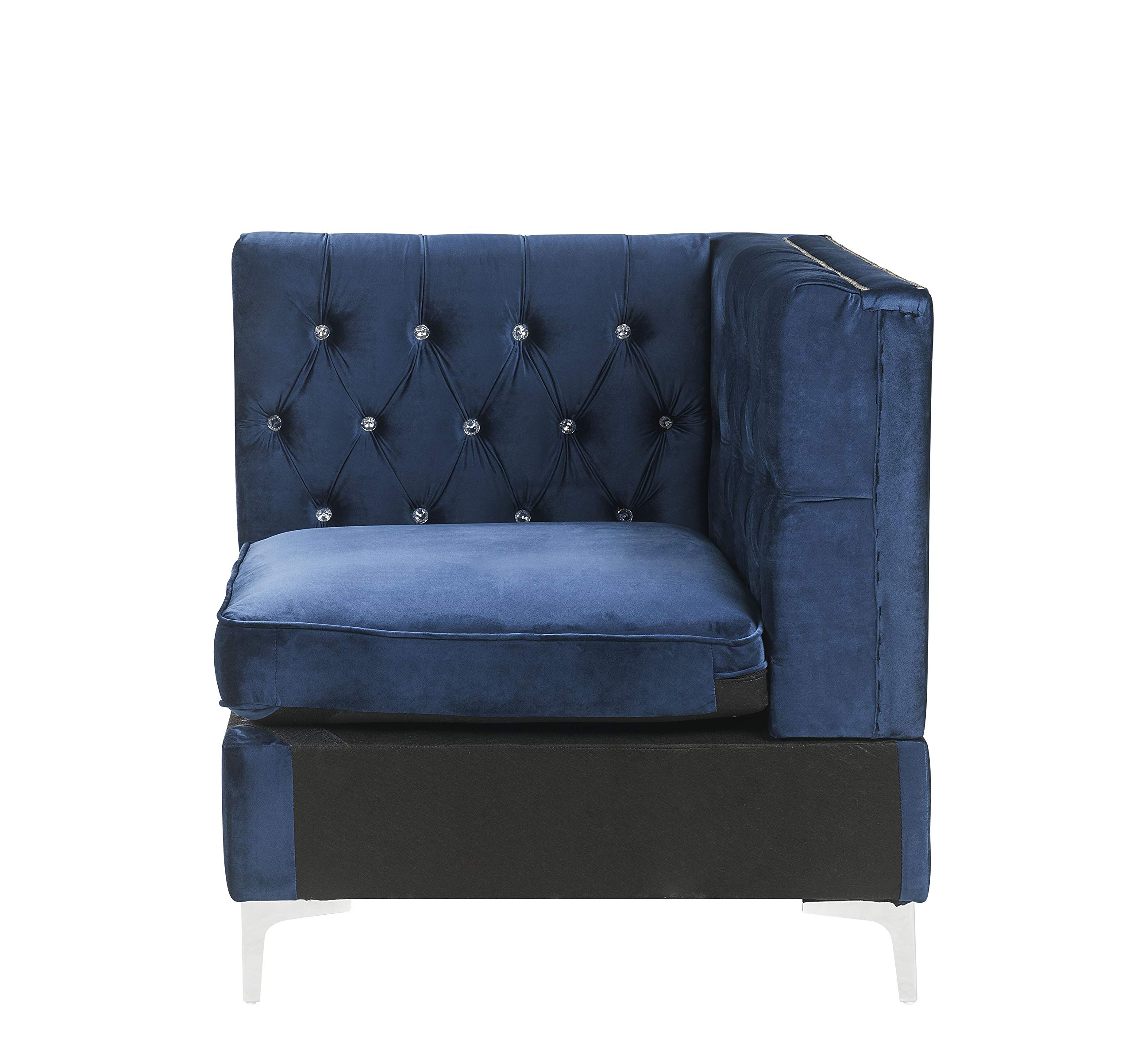 Acme Furniture Jaszira Modular Sectional Sofa Wedge in Blue Velvet - Modern Living Room Seating for Small Spaces & Apartments