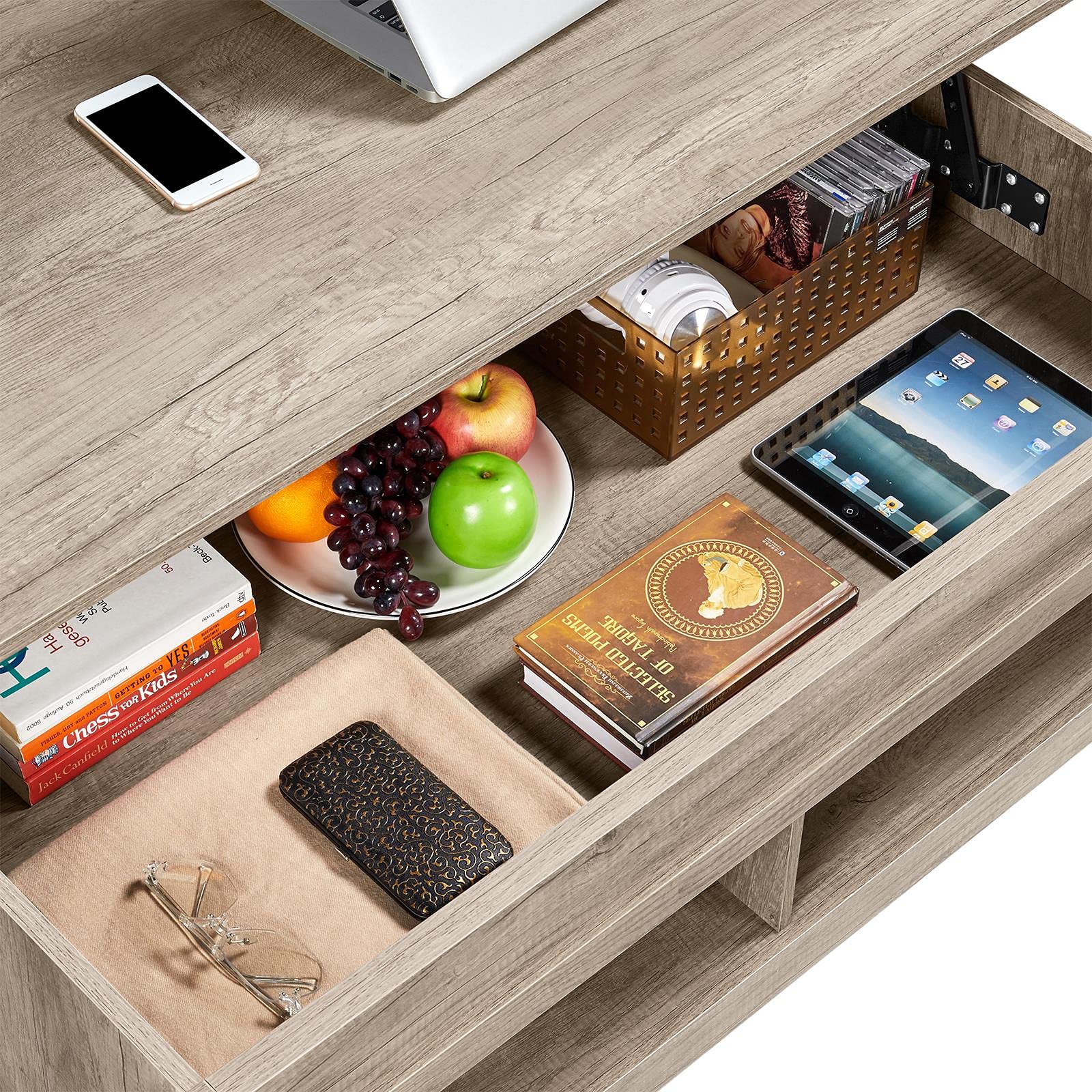 Yaheetech Lift Top Coffee Table with Hidden Storage & 2 Open Shelves - 47.5