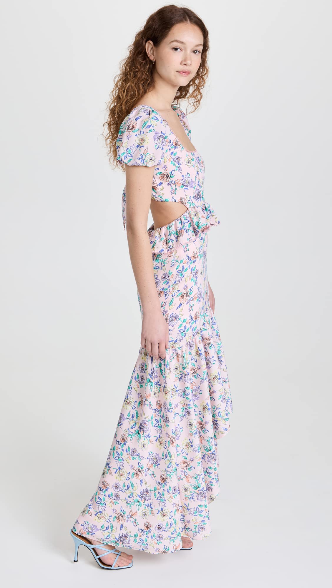 LIKELY Women's Shondra Dress - Elegant Flowy Midi Dress with Floral Print, V-Neck & Ruffle Sleeves | Perfect for Summer Weddings, Parties & Casual Outings