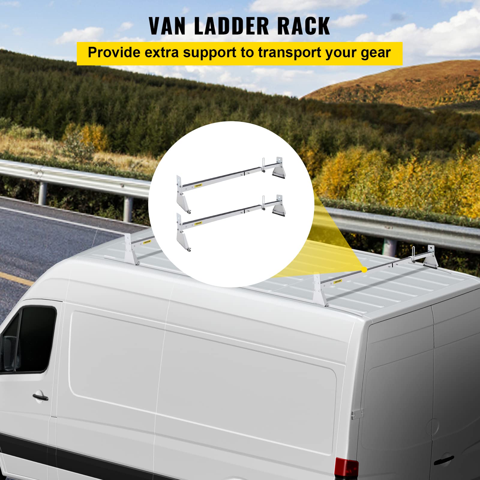 VEVOR Adjustable Van Roof Ladder Rack - 52