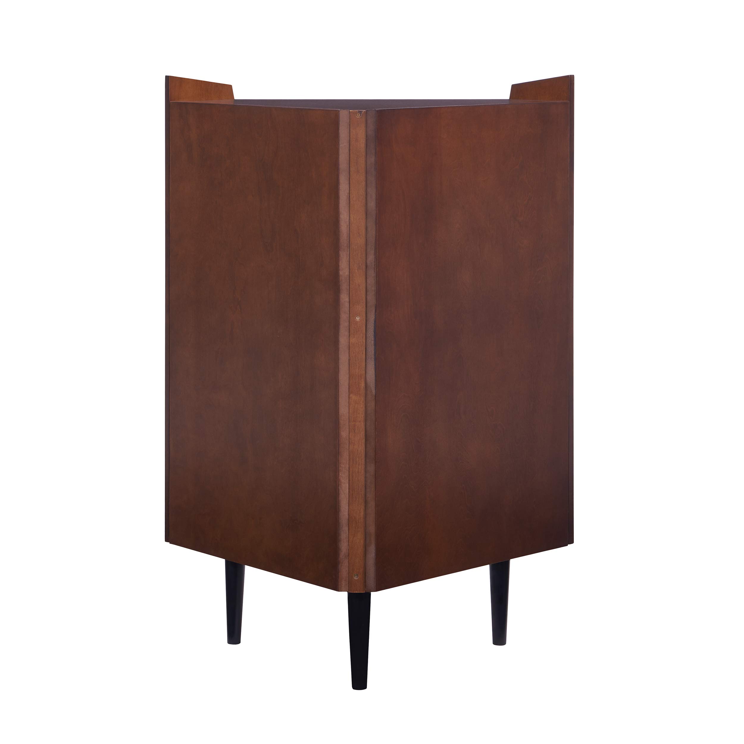 Larson Corner Storage Bar Cabinet - Brown Wooden Cabinet with Shelves & Doors for Living Room, Dining Room, or Home Bar - Space-Saving Furniture for Small Spaces