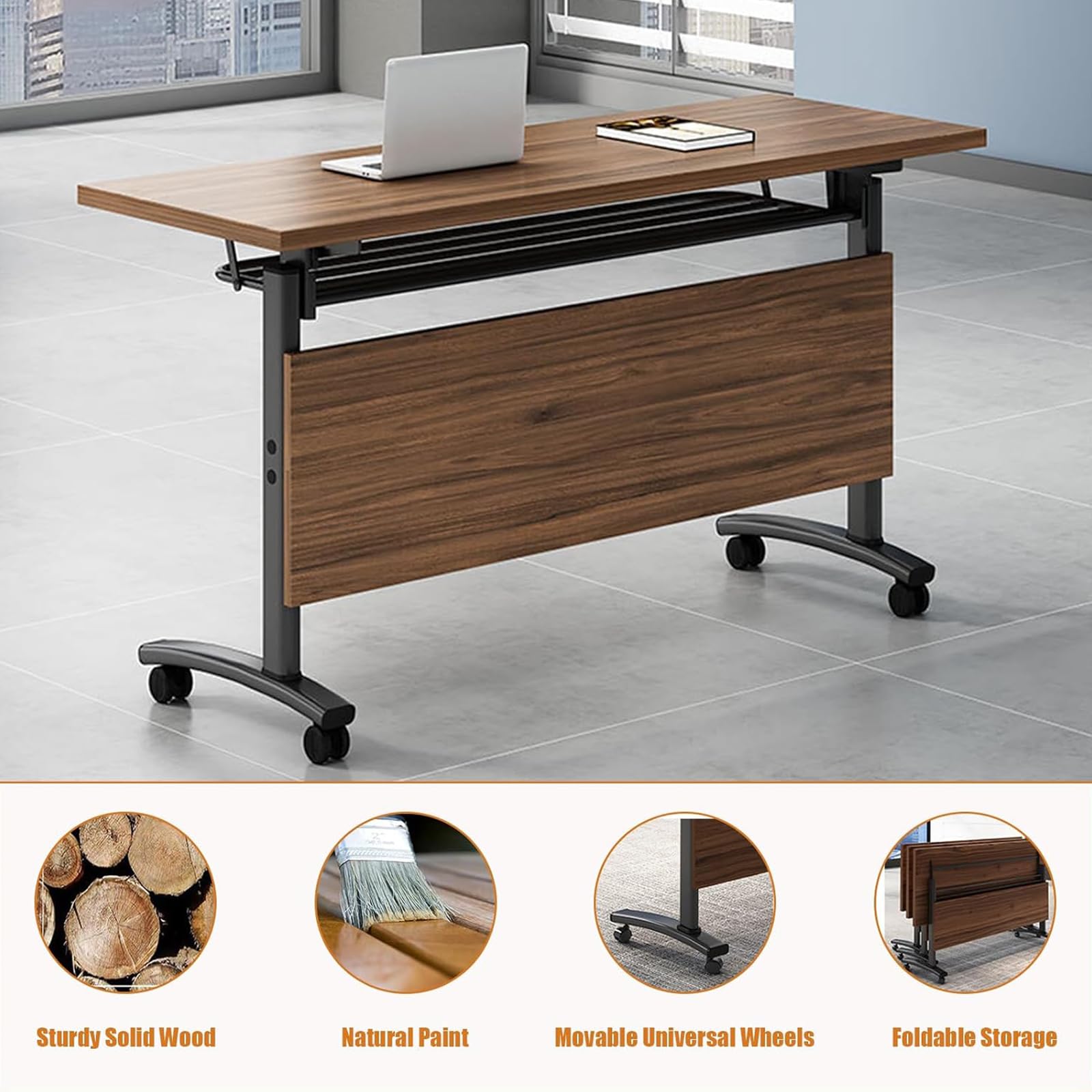 4-Pack Modern Folding Conference Tables with Wheels - 63