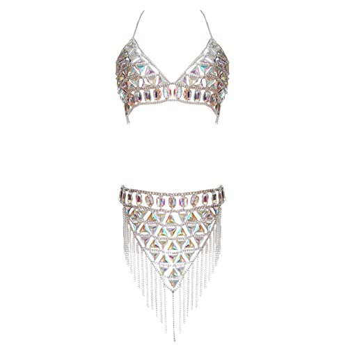 Silvery Color Body Chain Suit-099-2