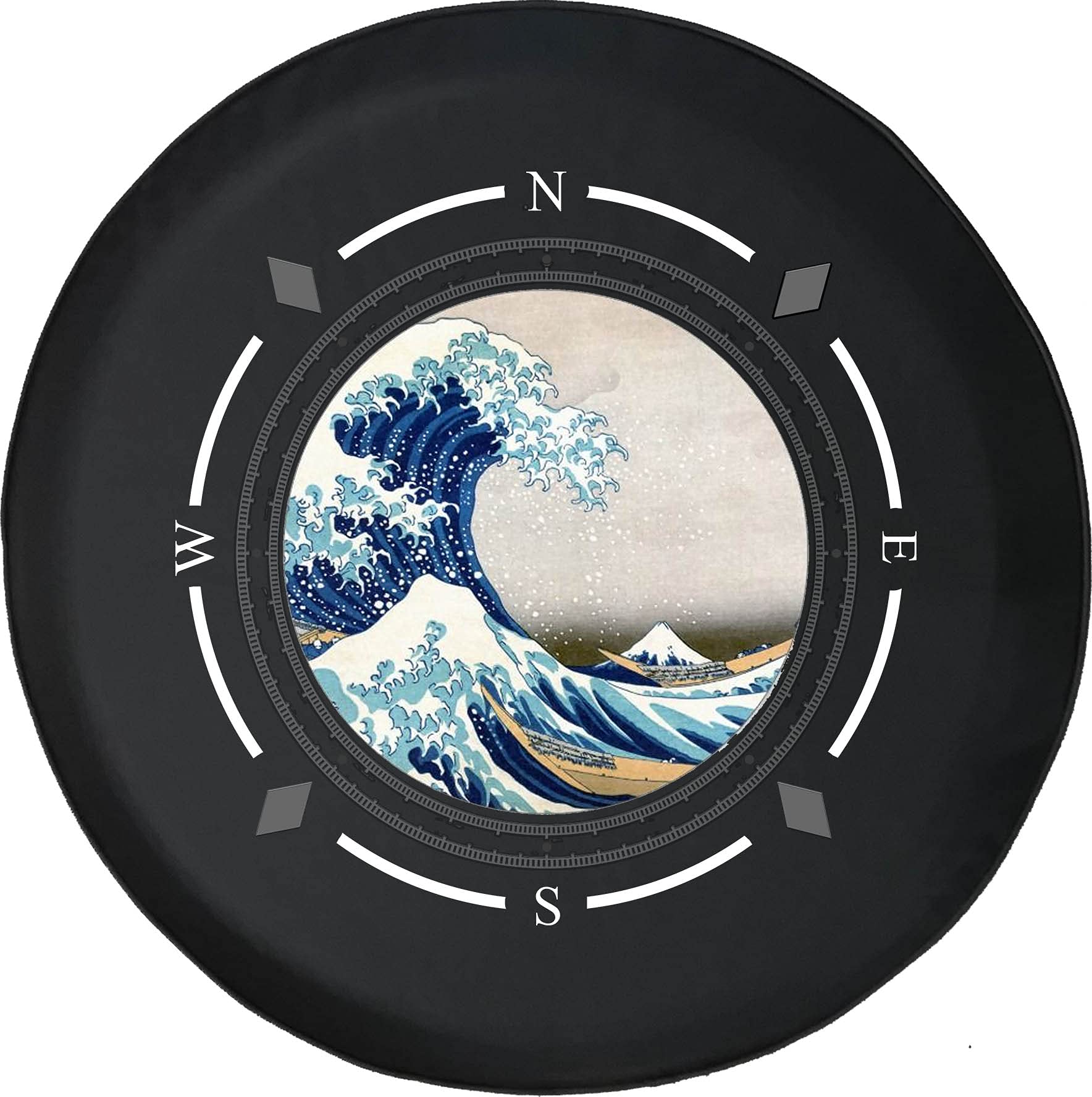 American Unlimited Spare Tire Cover with Compass Design - Beach Waves & Ocean Theme Wheel Covers for SUV, Trailer, RV Accessories - Fits Most Vehicles - Perfect for Road Trips, Camping & Outdoor Adventures