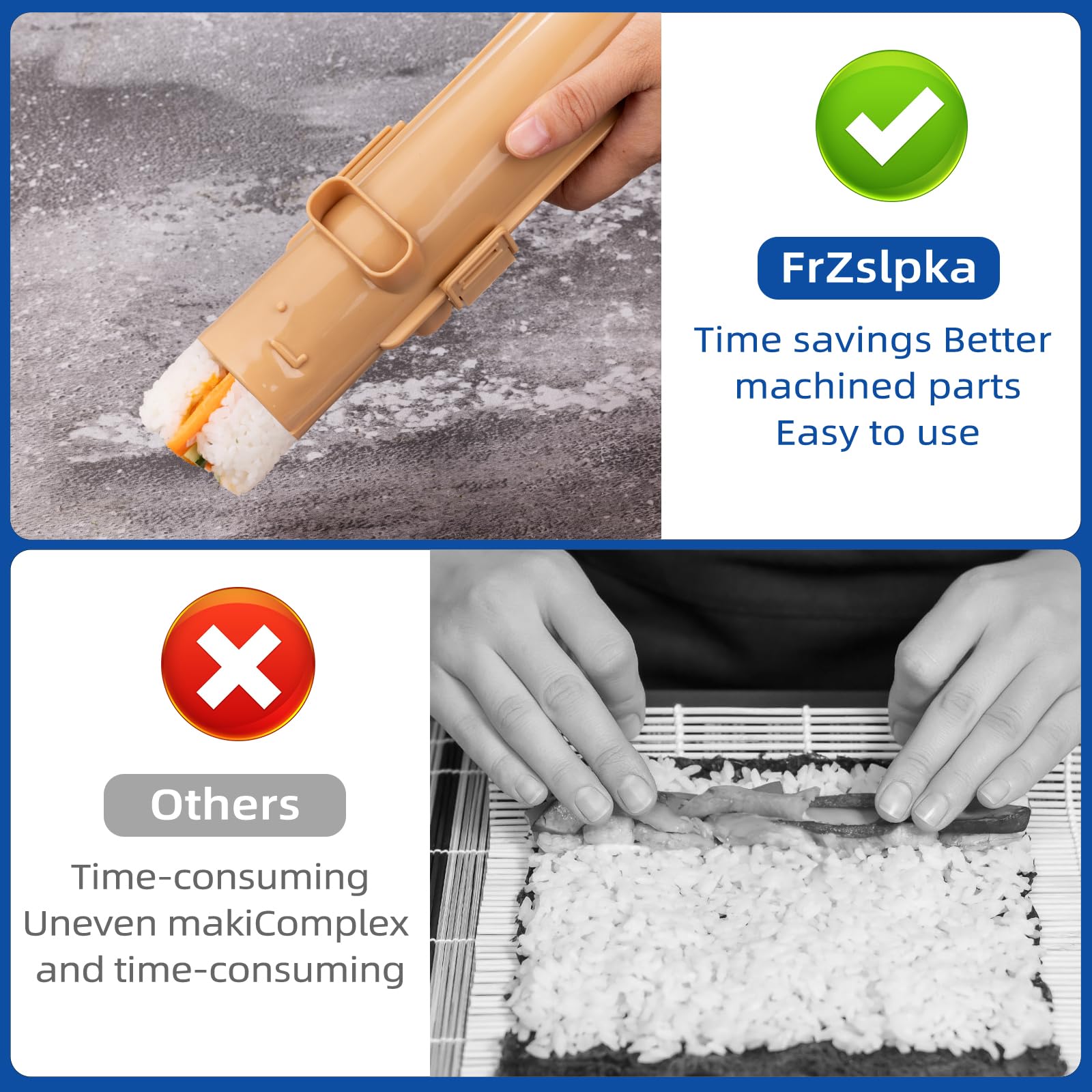 Premium Sushi Maker Kit - Non-Toxic BPA-Free Plastic Sushi Roller Bazooka for Beginners & Kids - Easy Homemade Sushi Making Tool - Perfect for Family Cooking, Parties & Japanese Cuisine Lovers