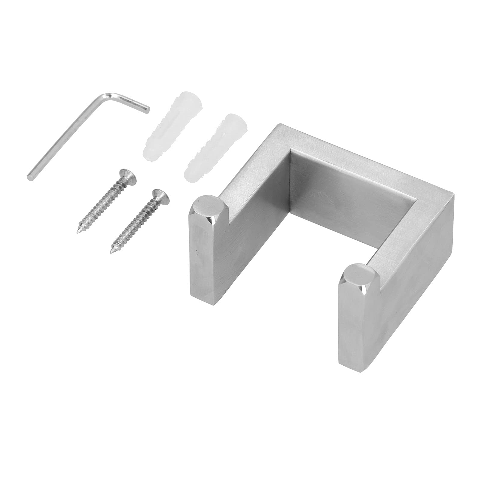 Stainless Steel Brushed Dual Hook Towel Rack - Heavy Duty Shower Hook & Bathroom Wall Hanger for Towels, Robes & Kitchen Utensils - Perfect for Bathroom, Kitchen & Laundry Room Organization