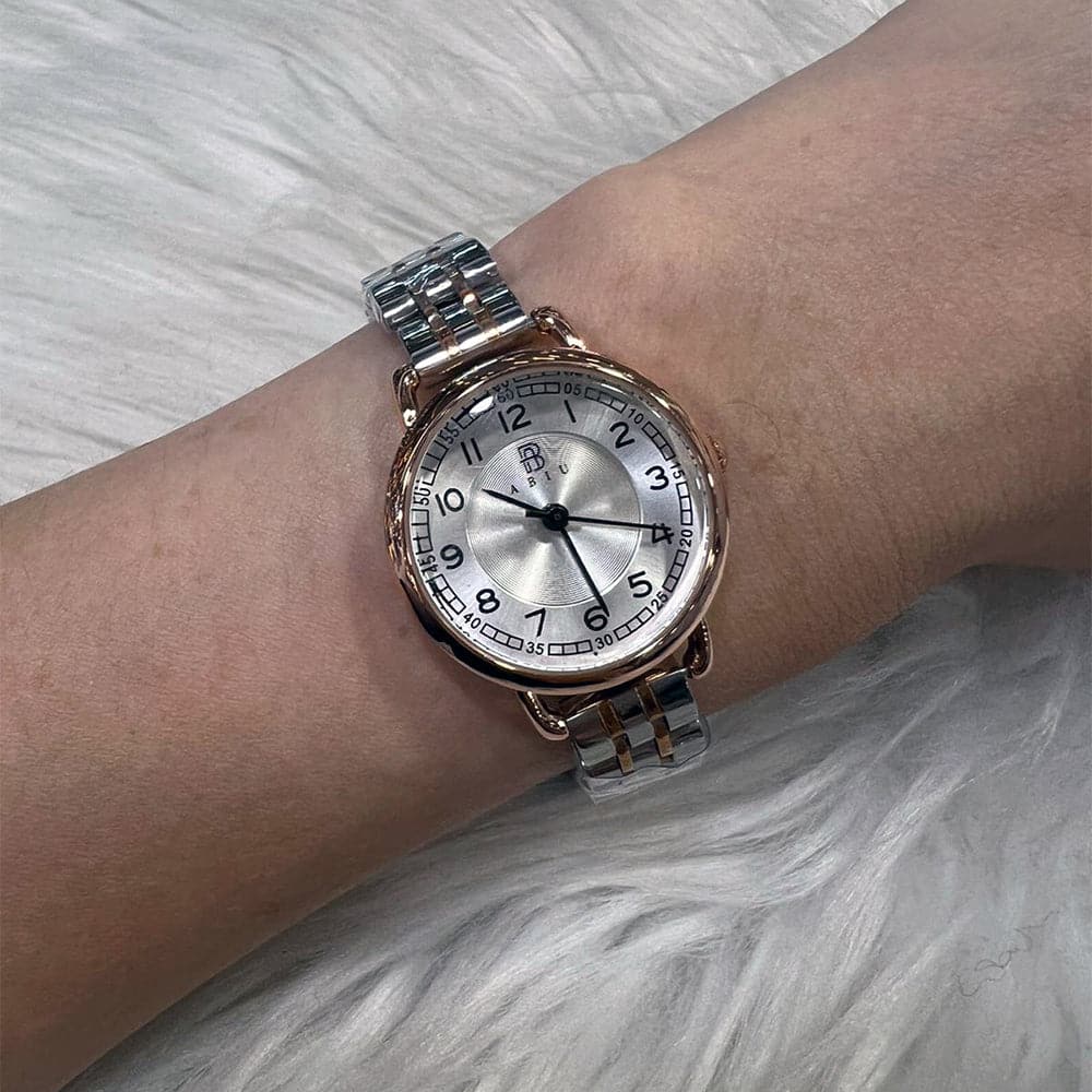 Elegant Abiu Analog Two-Tone Stainless Steel Women's Watch AB 6118 2TR W - Perfect for Office, Formal Events & Everyday Wear