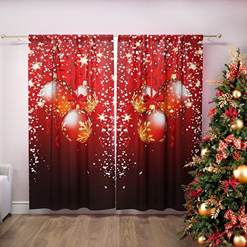 Red Christmas Ornaments Curtains
