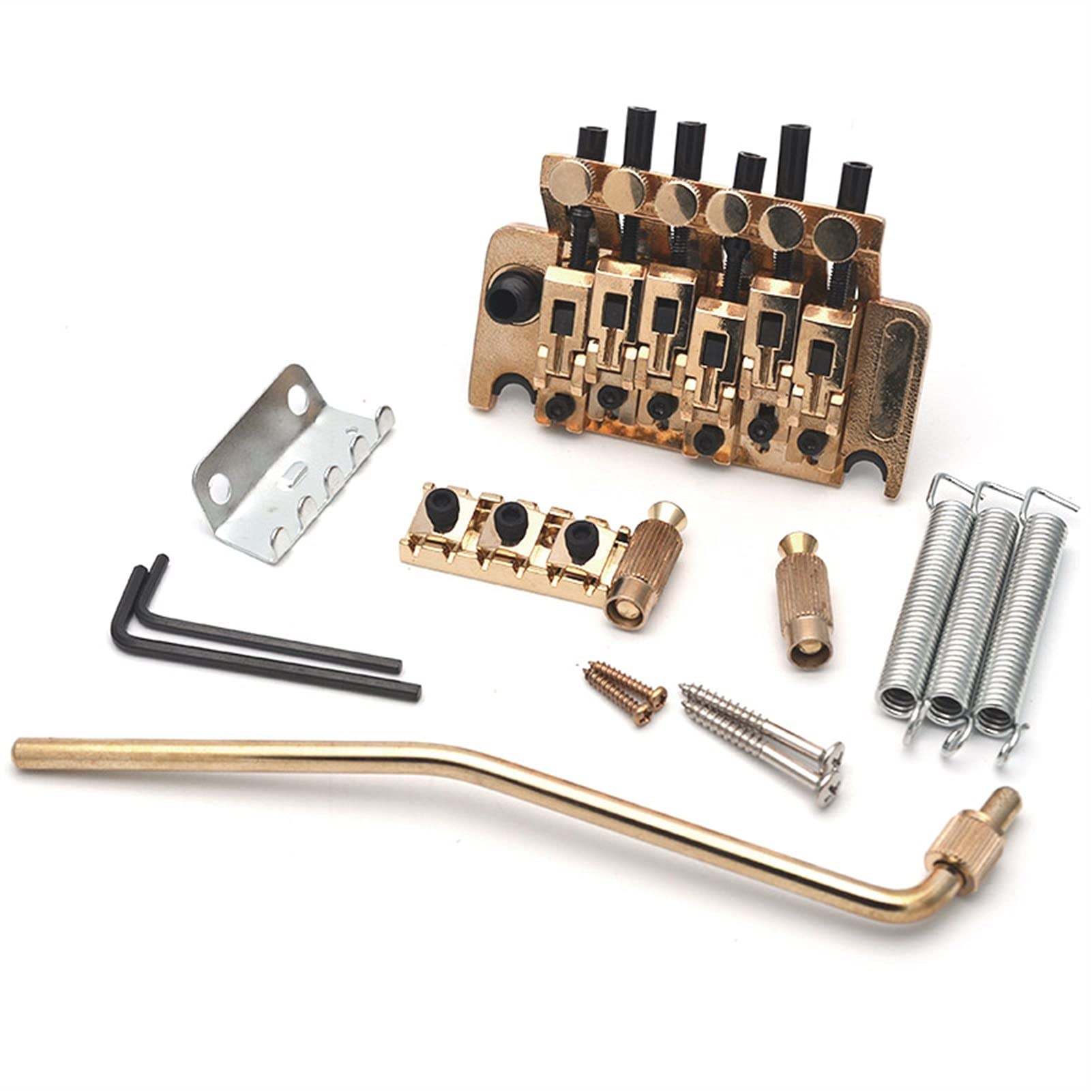 Premium Double Locking Tremolo Bridge for Electric Guitar - Gold Replacement Part | Ideal for Rock, Metal & Shredding Performances