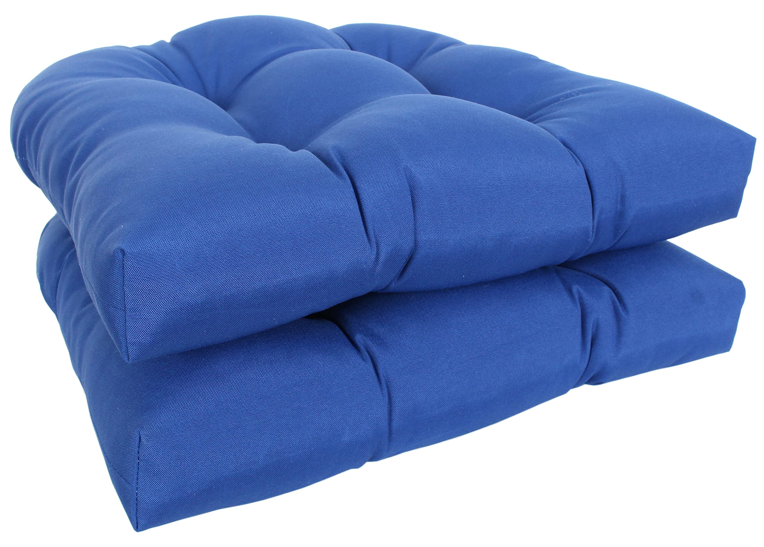 Set of 2 Cobalt Blue Wicker Seat Cushions 19x19x4 Inch Water-Resistant Outdoor/Indoor Patio Furniture Cushions for Garden, Porch, and Poolside Use