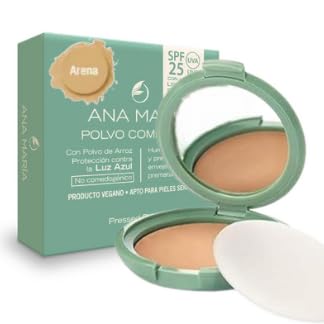 Ana Maria Makeup Cosmetics | Rice & Aloe Vera Compact Face Powder SPF 20 UVA Protection | Pressed Powder Makeup 0.5oz/14g (Sand #13) for Oily Skin & Daily Sun Protection
