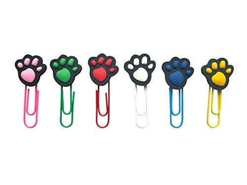6 Pack Paw Print Bookmark Paperclips - Cute Page Markers for Books, Notebooks & Gifts - Perfect for Reading, School, Office & Party Favors