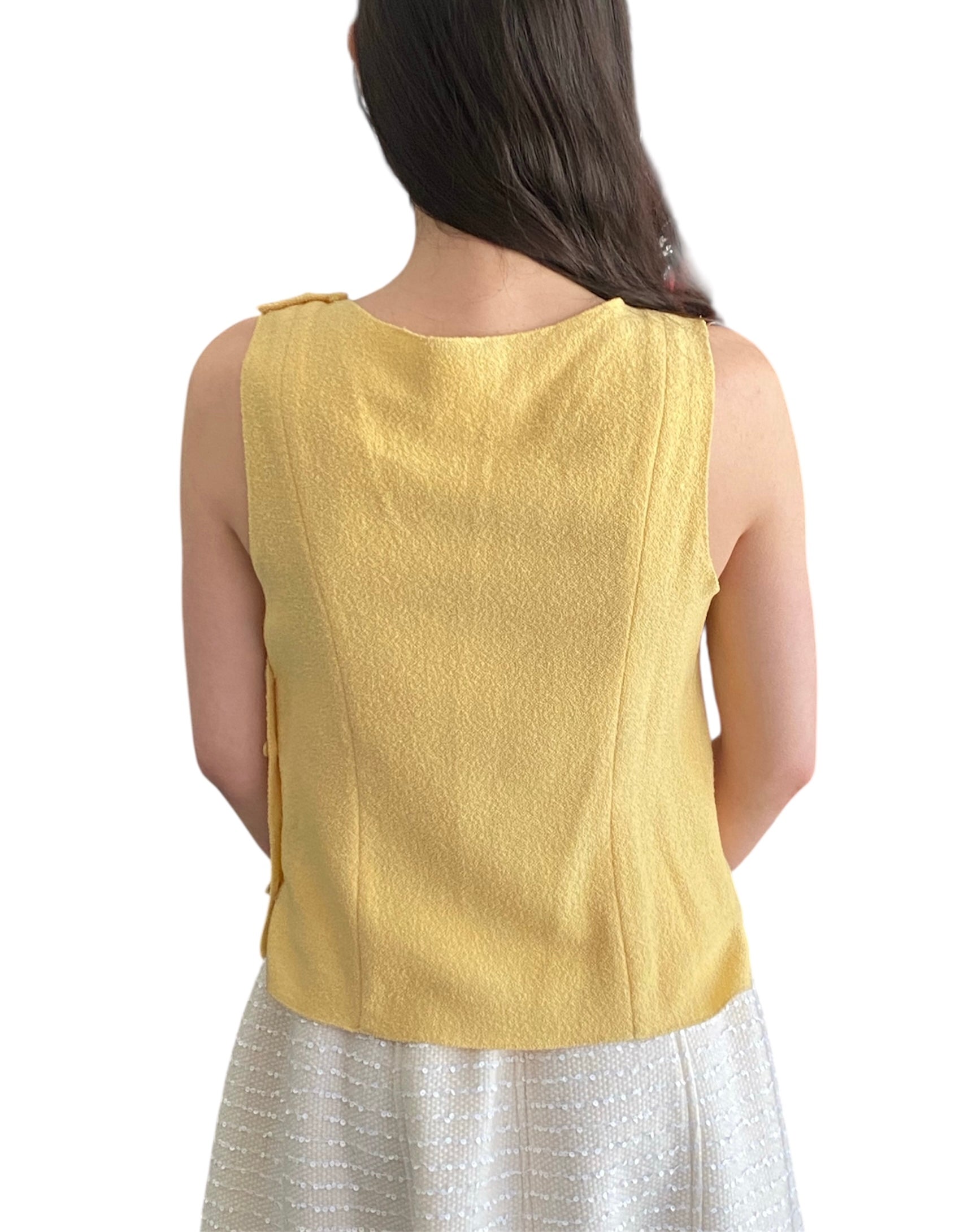 Chanel Wool Pearl Button Tank Top - Women's Luxury Knitwear for Fall & Winter | Perfect for Office, Parties & Casual Outfits