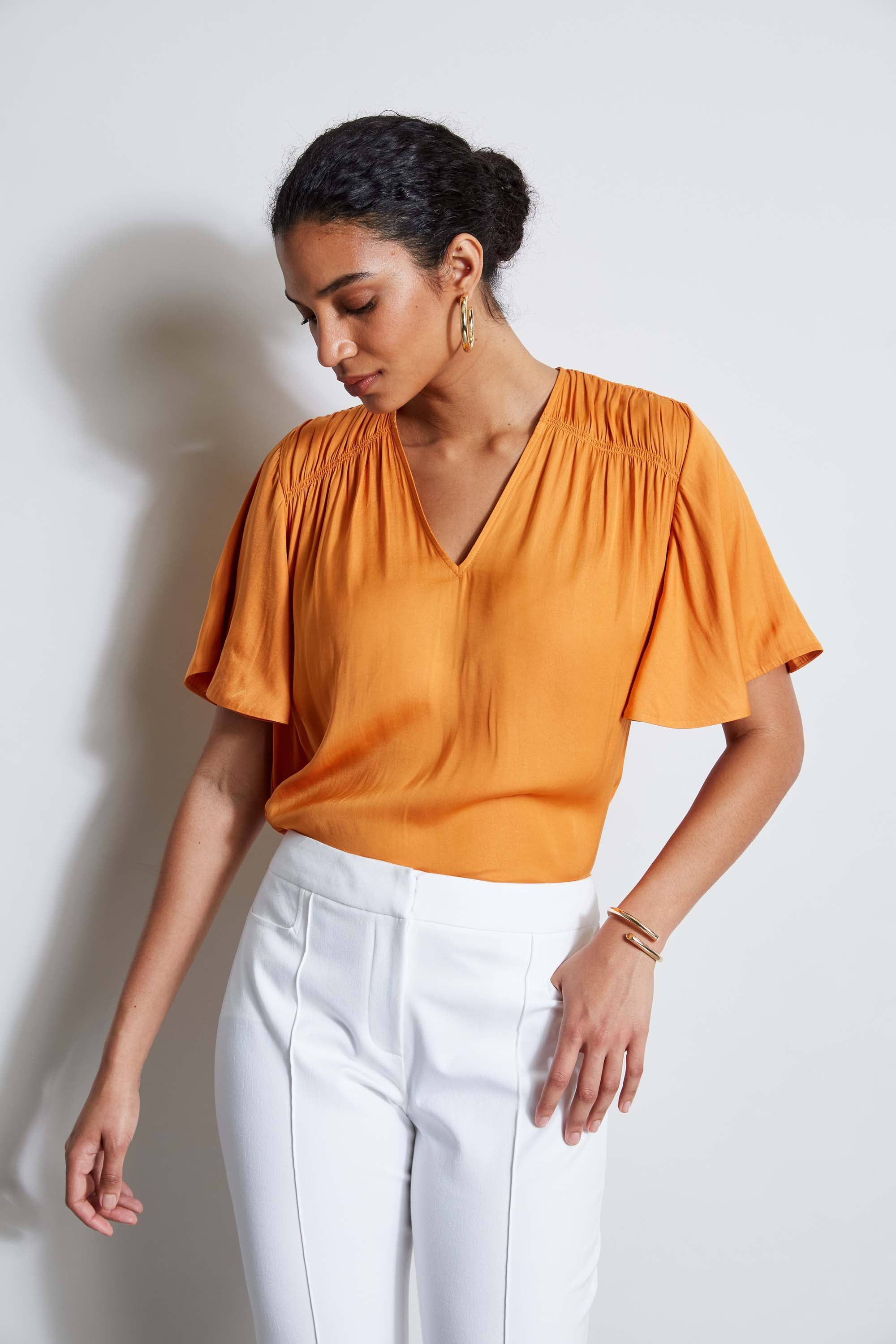 Tahari Flutter Sleeve Blouse for Women - Elegant Flowy Tops for Work & Casual Wear | Perfect for Office, Date Night & Special Occasions