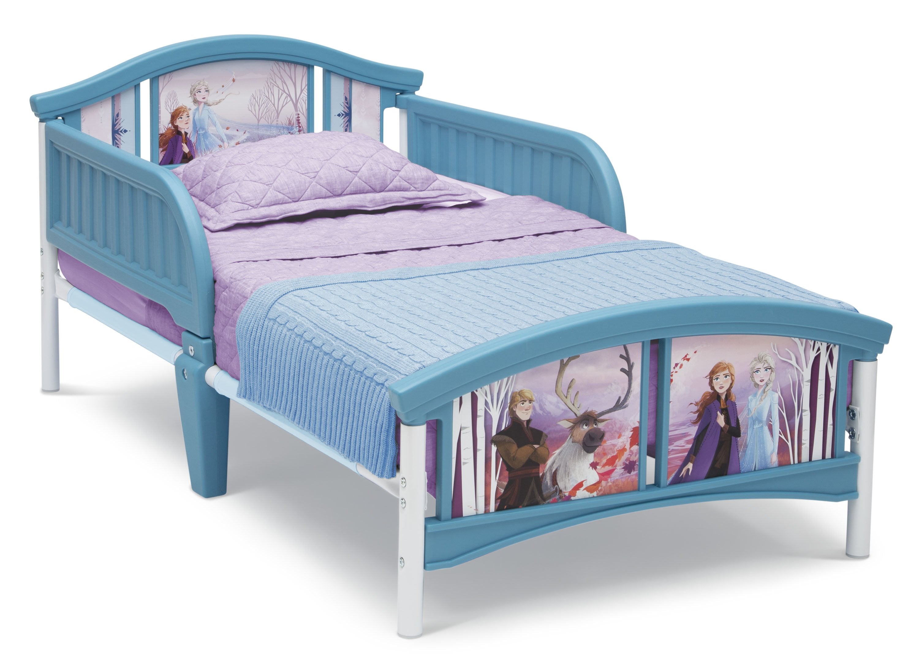 Frozen 2 Disney Princess Plastic Toddler Bed for Girls - Kids Small Bed for Nursery, Bedroom, or Playroom - Perfect for Disney Fans & Sleepovers