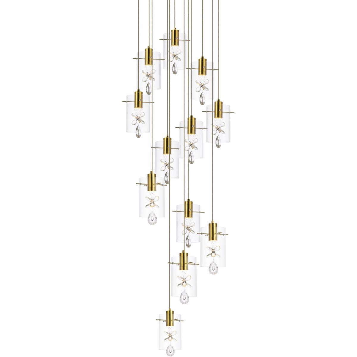 Luxury Hana 12-Light Chandelier Pendant Lighting - Gold Finish for Living Room, Kitchen, Bedroom & Hallway | Elegant Dining Room Lighting & Modern Home Decor