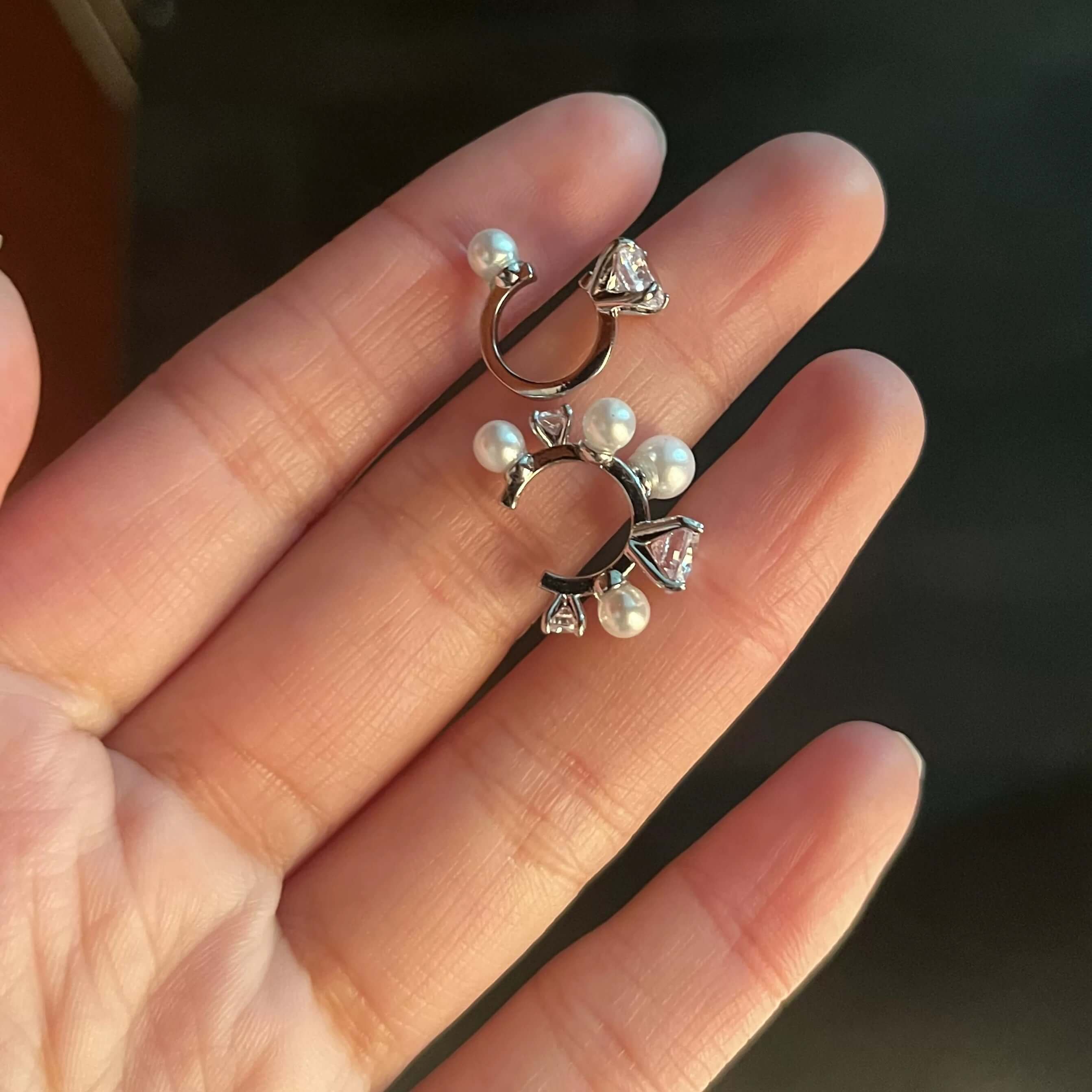 Trendy Pearl Layering Non-Pierced Ear Cuffs Set | L2D12 | Elegant Boho Jewelry for Women, Perfect for Weddings, Parties & Everyday Wear