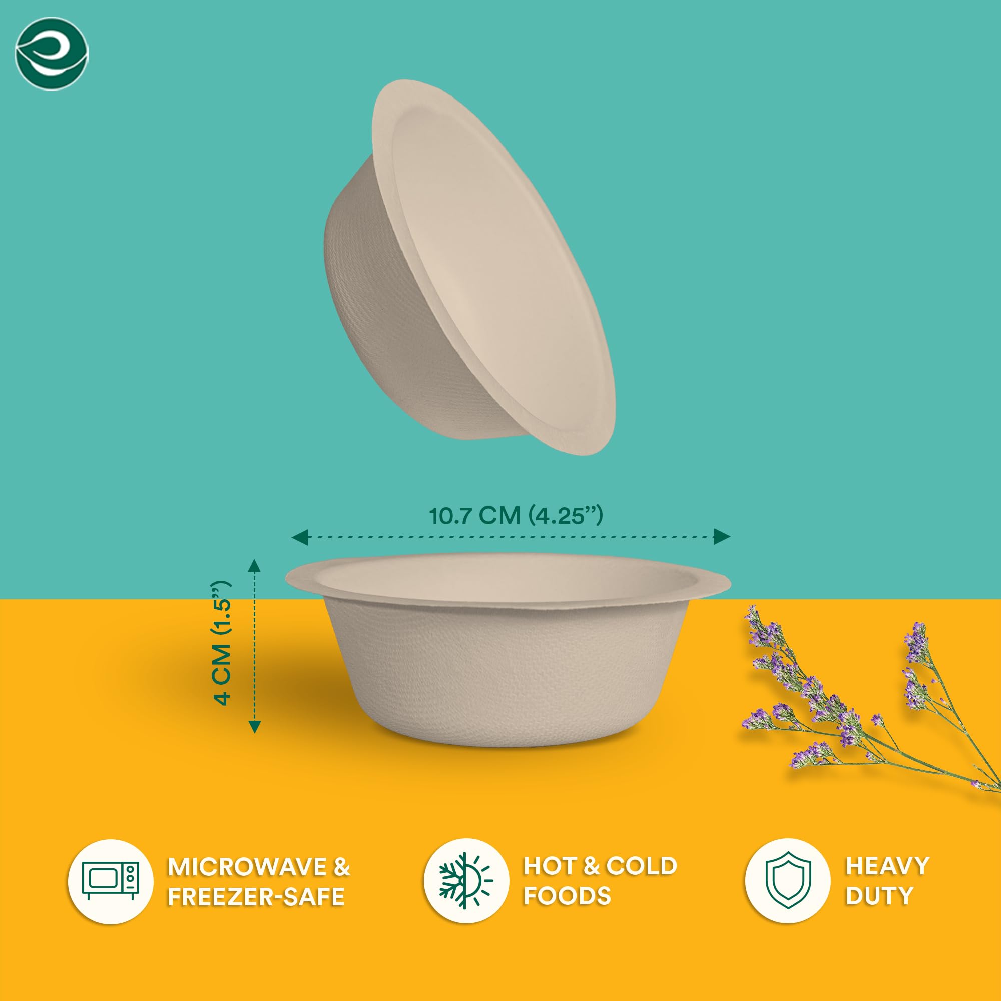 Eco-Friendly 180ml Disposable Bagasse Bowls (50 Pack) - Biodegradable Sugarcane Fiber Bowls for Snacks, Dinner, Parties, Weddings & Events | Round Beige Compostable Tableware - Perfect for Catering, Picnics & Eco-Conscious Gatherings