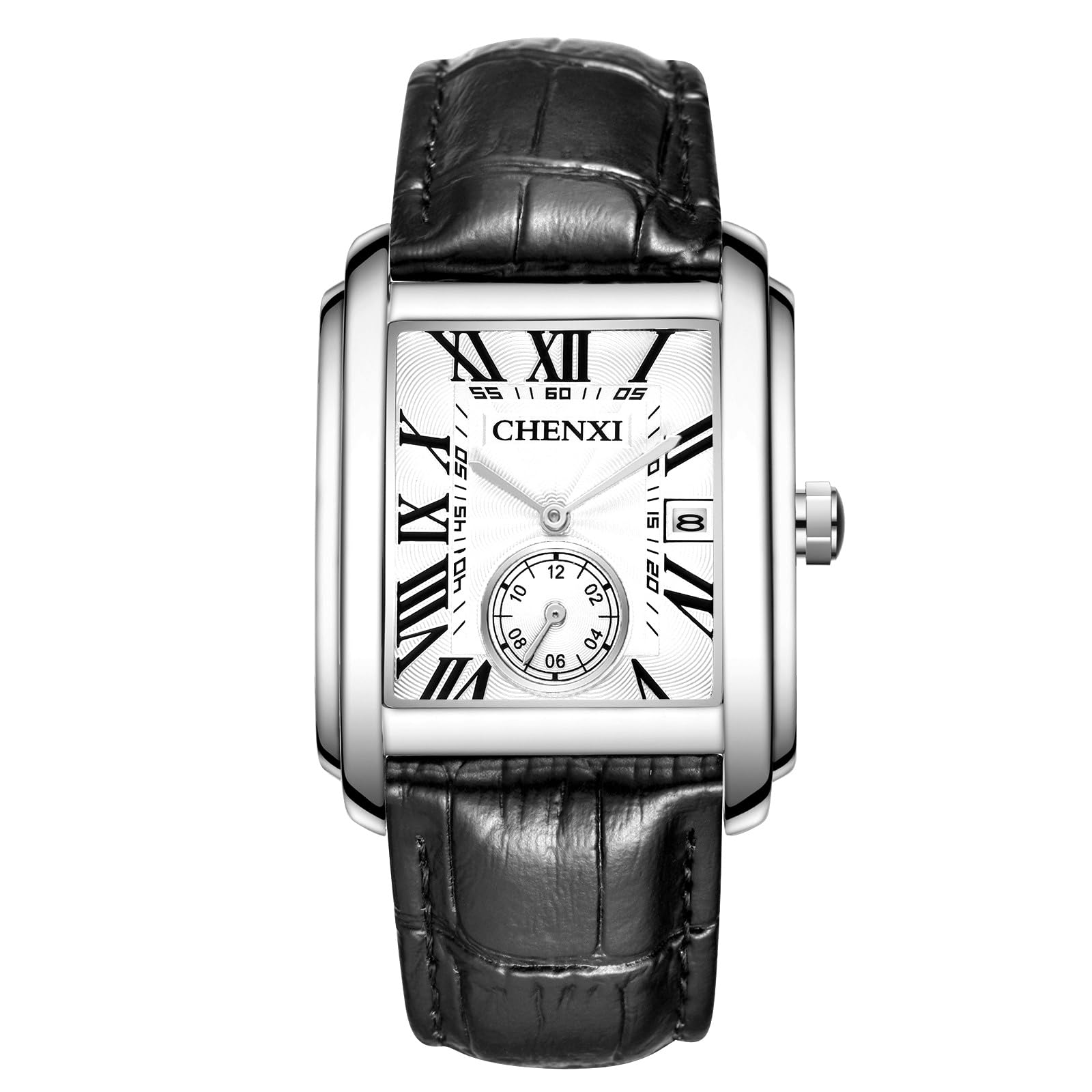 Avaner Men's Vintage Square Leather Analog Quartz Dress Watch with Date Display - Classic Business & Formal Timepiece for Office, Wedding & Special Occasions