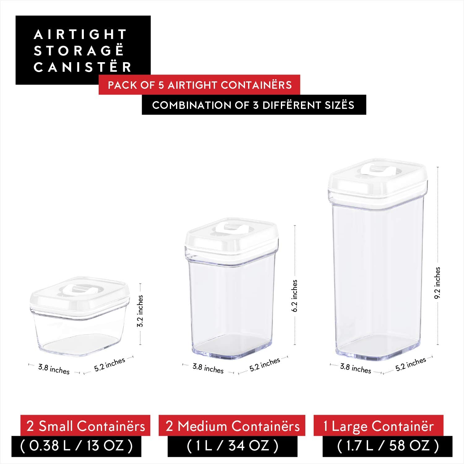 DWËLLZA 7-Piece Airtight Food Containers Set - BPA-Free for Pasta, Snacks & More - Perfect for Kitchen Pantry Storage