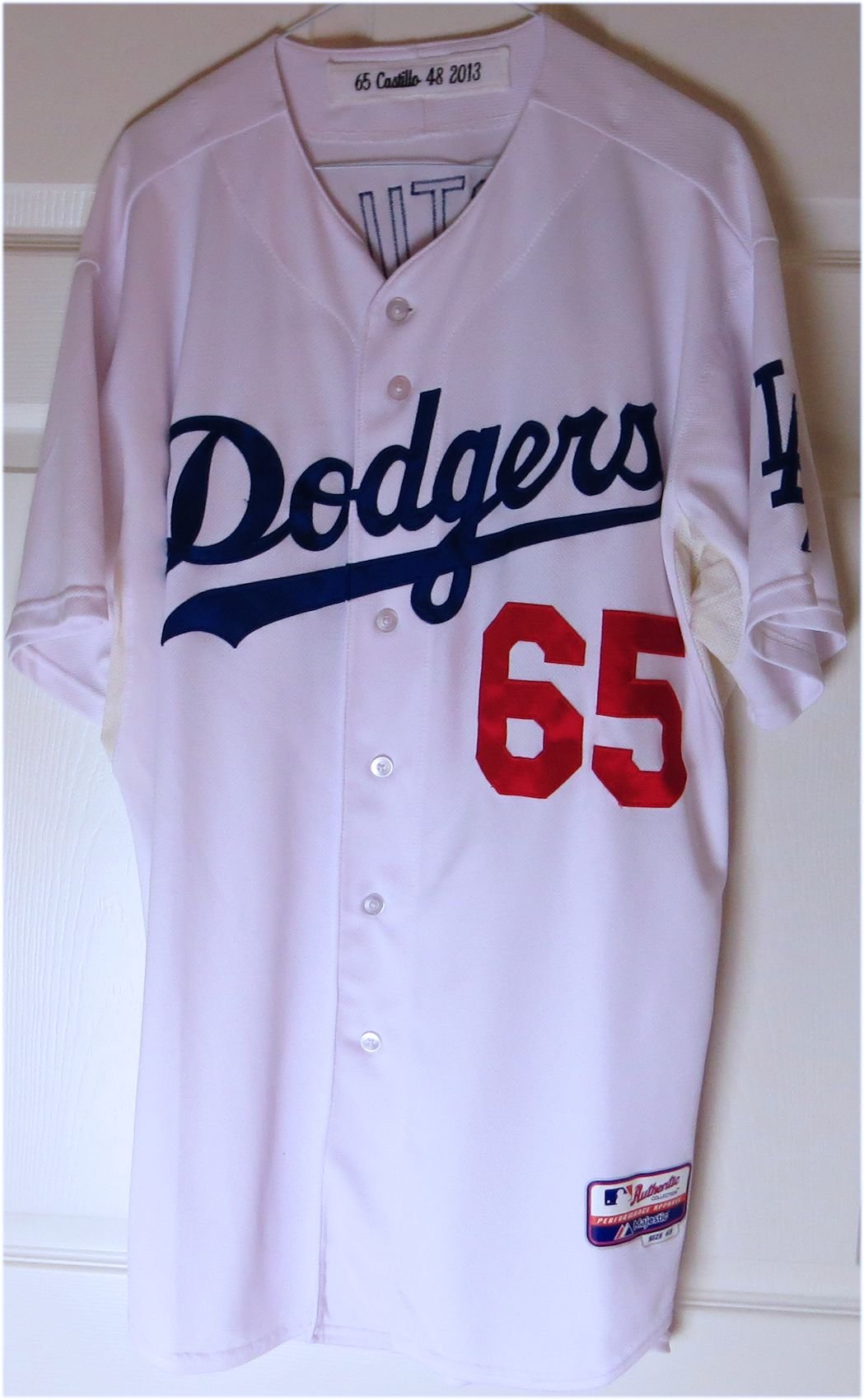 Authentic Wilkin Castillo #65 Los Angeles Dodgers 2013 Home White MLB Jersey - Official Team Issue for Fans & Collectors - Perfect for Game Day, Sports Events, and Memorabilia Display