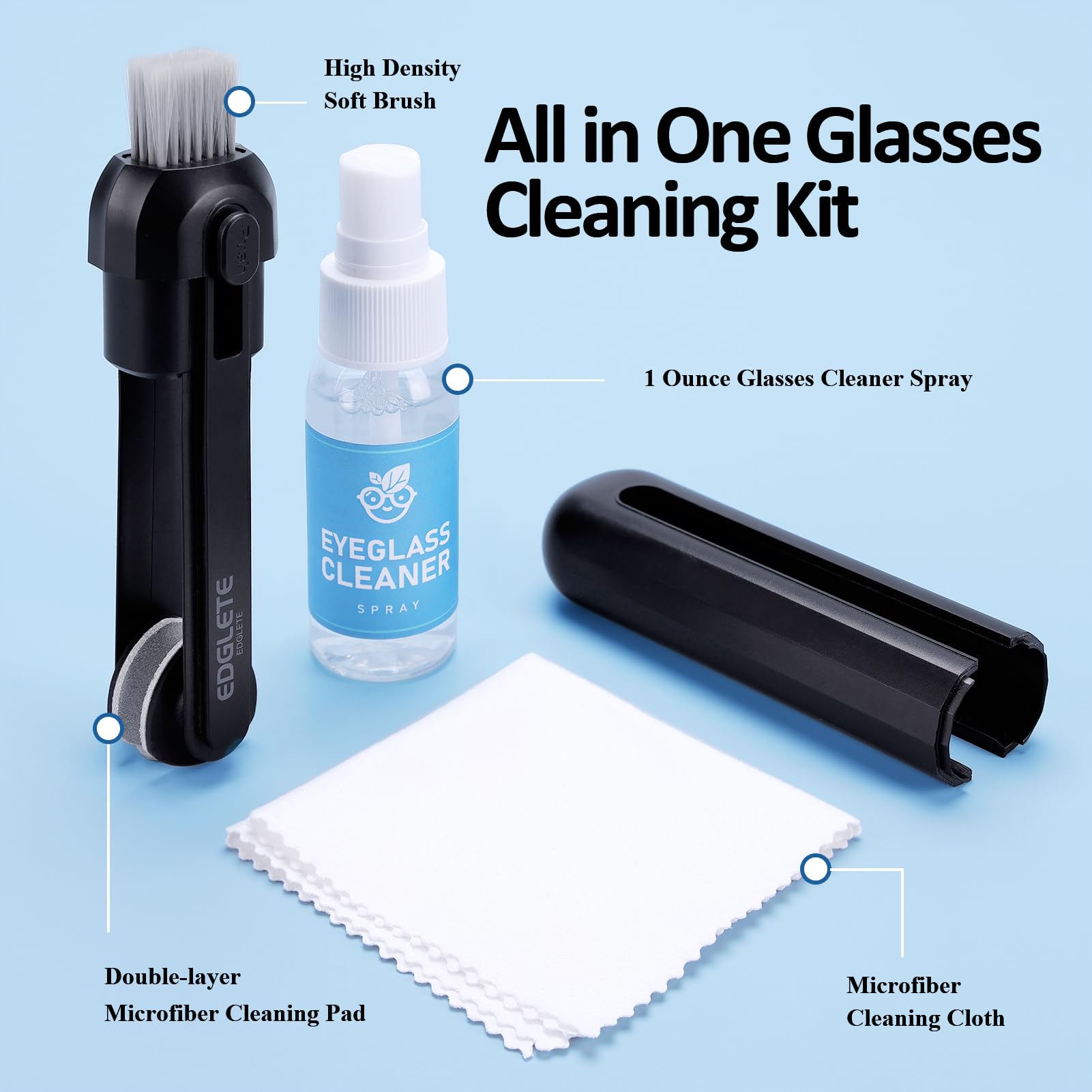 Premium Eyeglass Cleaning Kit with Microfiber Cloth & Lens Spray - Travel-Friendly Glasses Cleaner for Crystal Clear Vision - No Streaks or Scratches - Perfect for Glasses, Sunglasses, and Camera Lenses at Home, Office, or On-The-Go