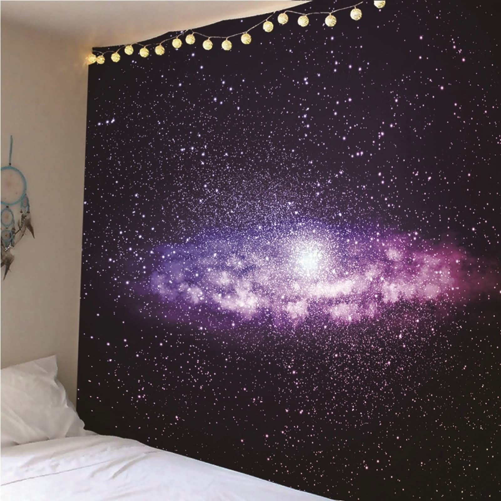 Starry Sky Universe Wall Tapestry for Men - Purple Polyester 350x256CM Home Decor for Bedroom, Living Room & Dorm