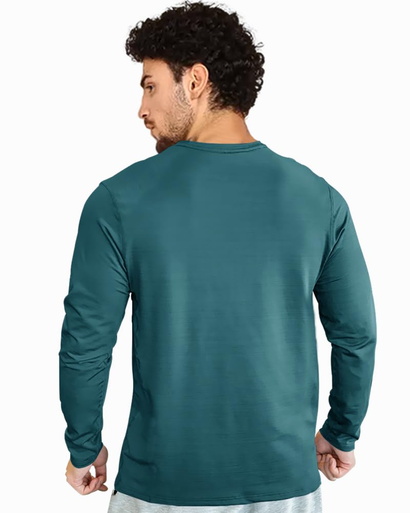 EYEBOGLER Men's Round Neck Full Sleeve Active T-Shirt - Breathable Regular Fit Cotton Tee for Gym, Running & Casual Wear