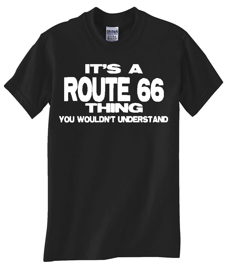 Route 66 Vintage Style Black Graphic T-Shirt - Cool Retro Travel Tee for Road Trips & Motorcycle Riders