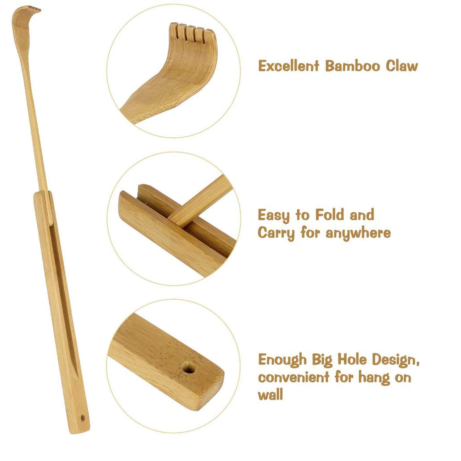 WOVTE Folding Bamboo Back Scratcher & Massager - Portable Itch Relief Tool for Men & Women | Perfect Christmas Gift Stocking Stuffer | Home, Office & Travel Use