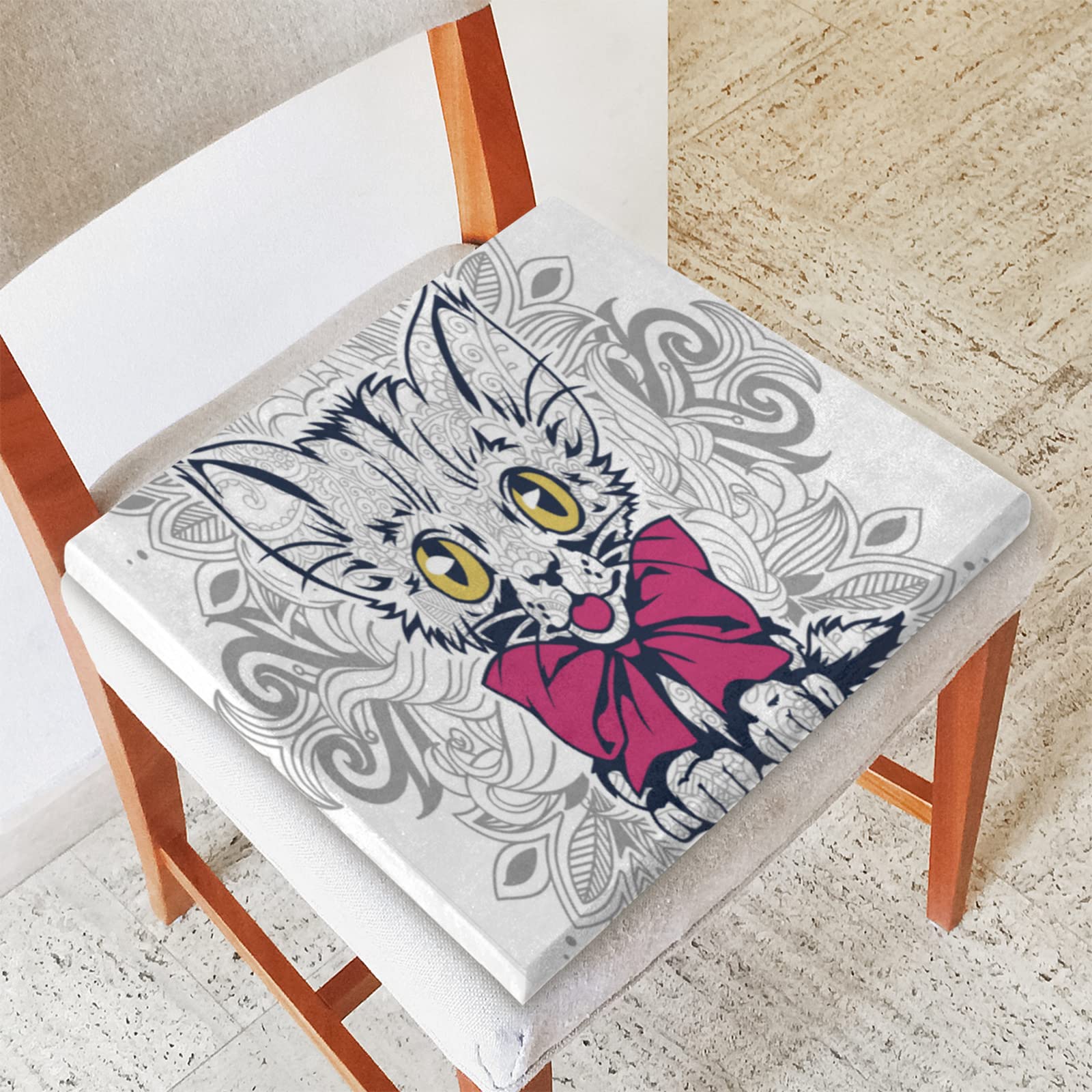 Durable Fabric Cat Bow Chair Cushions - Soft Comfort Seat Pads for Dining & Office Chairs (16x16 Inch) | Thickened Chair Padding for Home & Office Decor, Perfect for Refurbishing Old Furniture