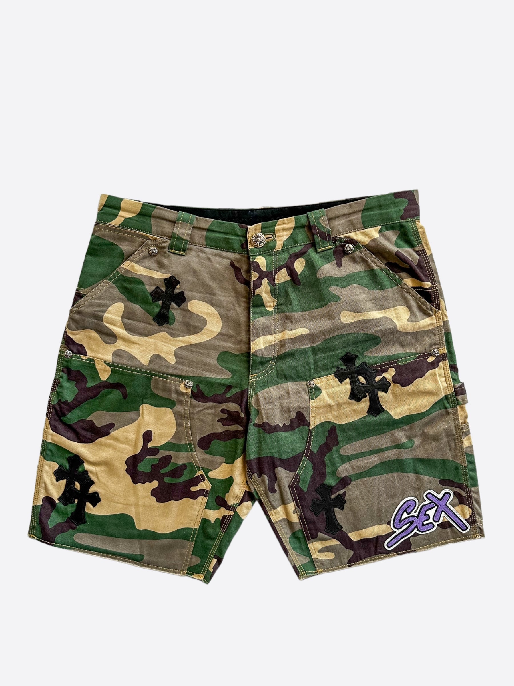 Chrome Hearts Camouflage Cross Patch Carpenter Shorts - Trendy Streetwear for Men | Perfect for Casual Outfits, Music Festivals & Urban Fashion