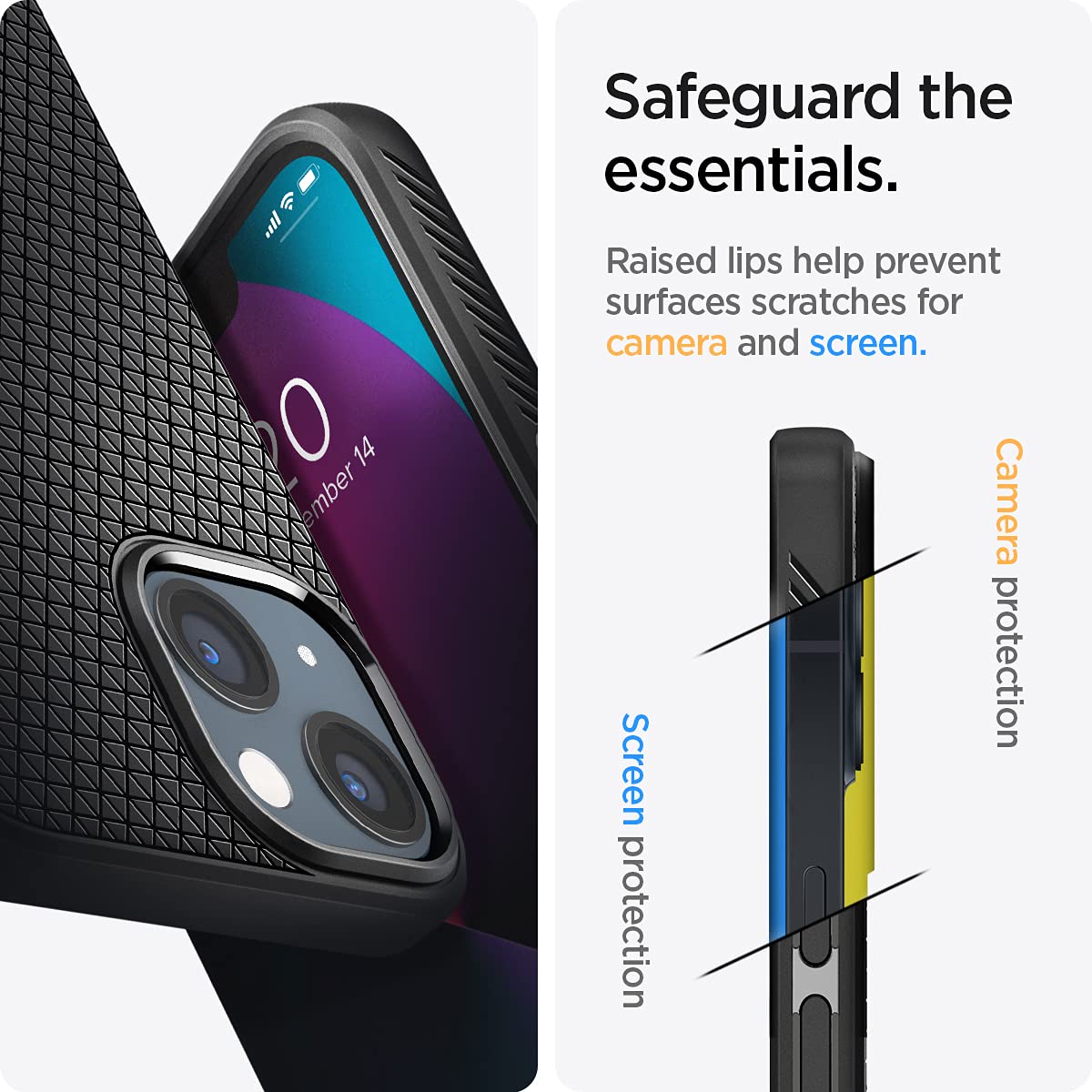Spigen Liquid Air Armor Case for iPhone 13 (2021) - Slim Protective Cover with Air Cushion Technology | Matte Black | Perfect for Everyday Use & Drop Protection