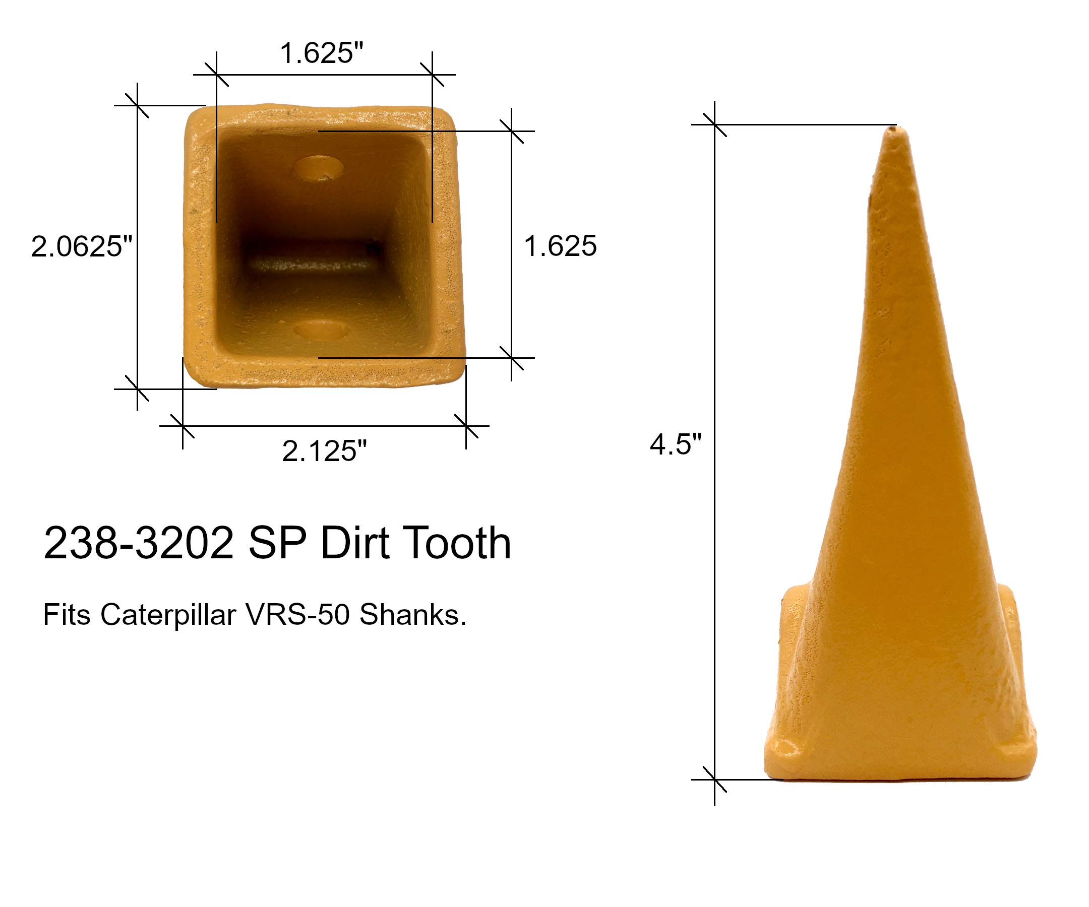 CAT VRS-50 Mini Excavator Bucket with Standard Dirt Teeth (238-3202 SP) - Compatible with 10 Pins | Ideal for Digging, Trenching & Construction Projects