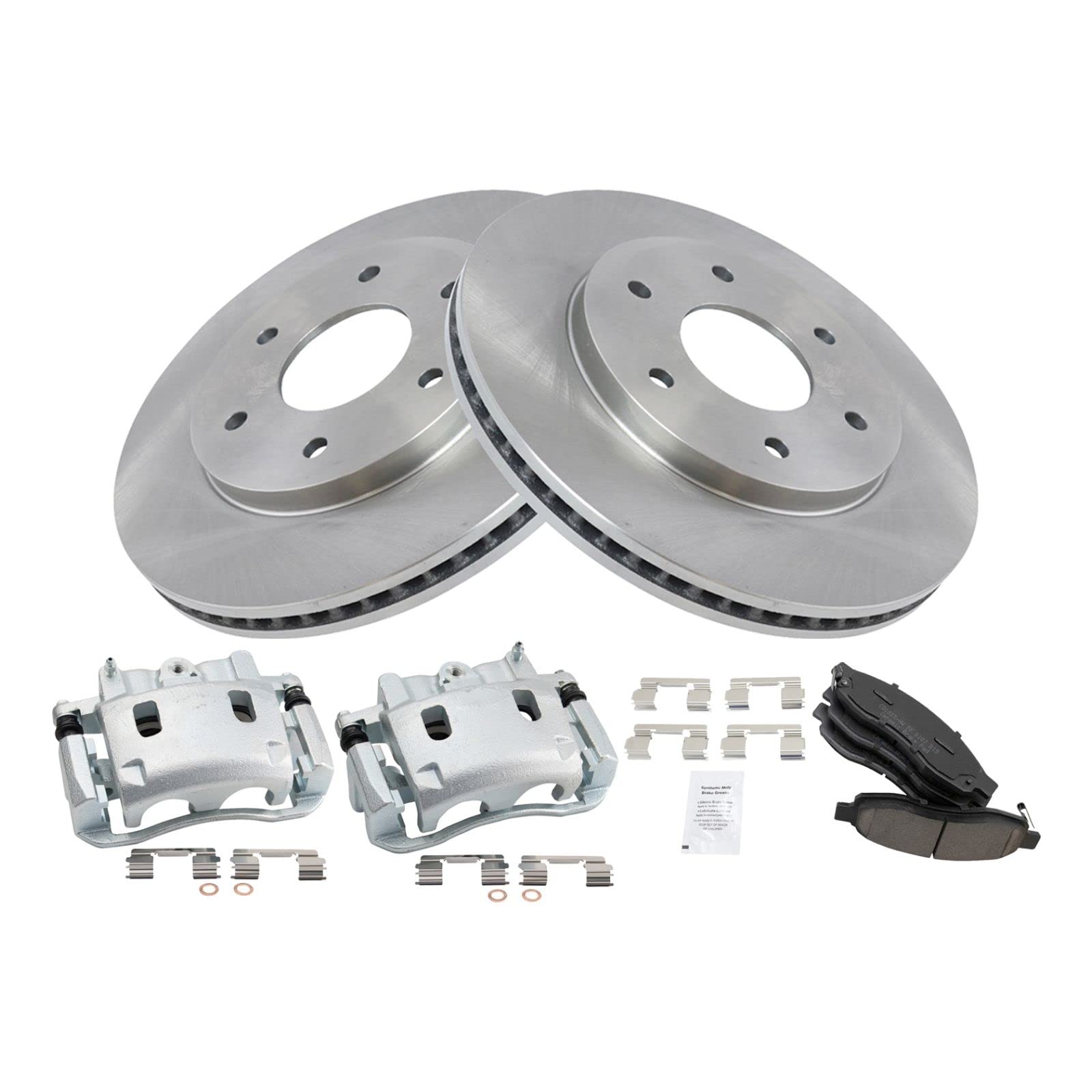 High-Performance Front Brake Pad & Rotor Kit - Ceramic Vented Brake Pads & Rotors - Compatible with 2004-2005 INFINITI QX56, 2005 Nissan Armada, 2004 Pathfinder Armada, TITAN - Perfect for Smooth Stops & Heavy-Duty Towing