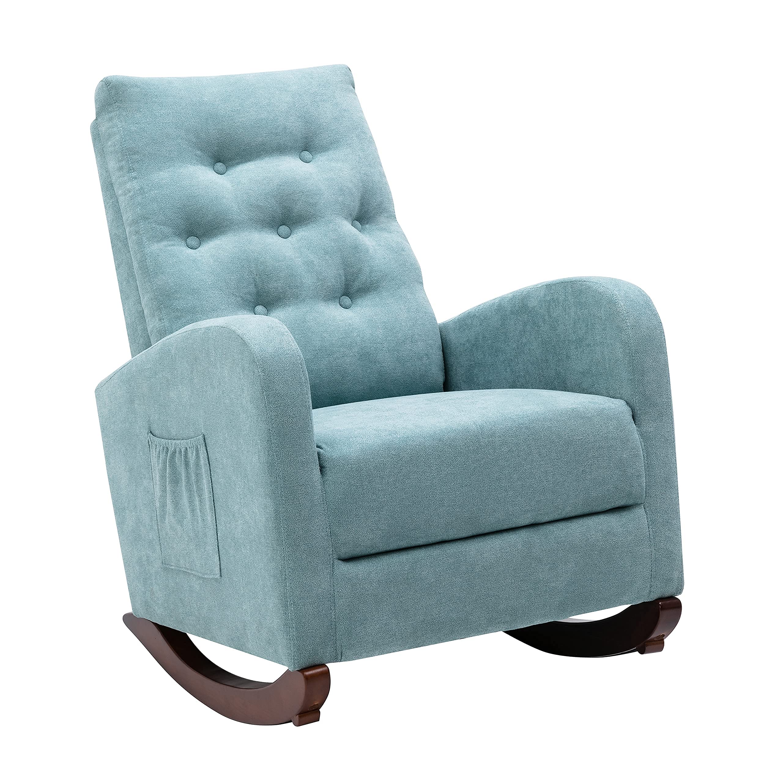 Velvet Rocking Chair - Modern Upholstered Lounge Chair with High Back & Padded Seat, Comfortable Nursery Rocker for Living Room, Bedroom, Nursery - Mint Green | Perfect for Relaxing, Reading & Nursing