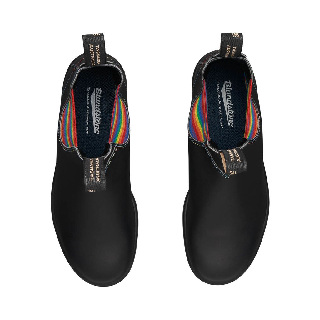Blundstone 2105 Original Chelsea Boots - Black Leather with Rainbow Elastic & Contrast Stitching - Comfortable Slip-On Boots for Men & Women - Perfect for Work, Outdoor & Casual Wear