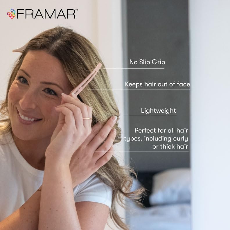 Framar 10-Pack Neutral Hair Clips - Professional Salon Hair Styling & Sectioning Clips for Cutting, Coloring, Blowouts - Durable Hairdressing Essentials for Home & Salon Use