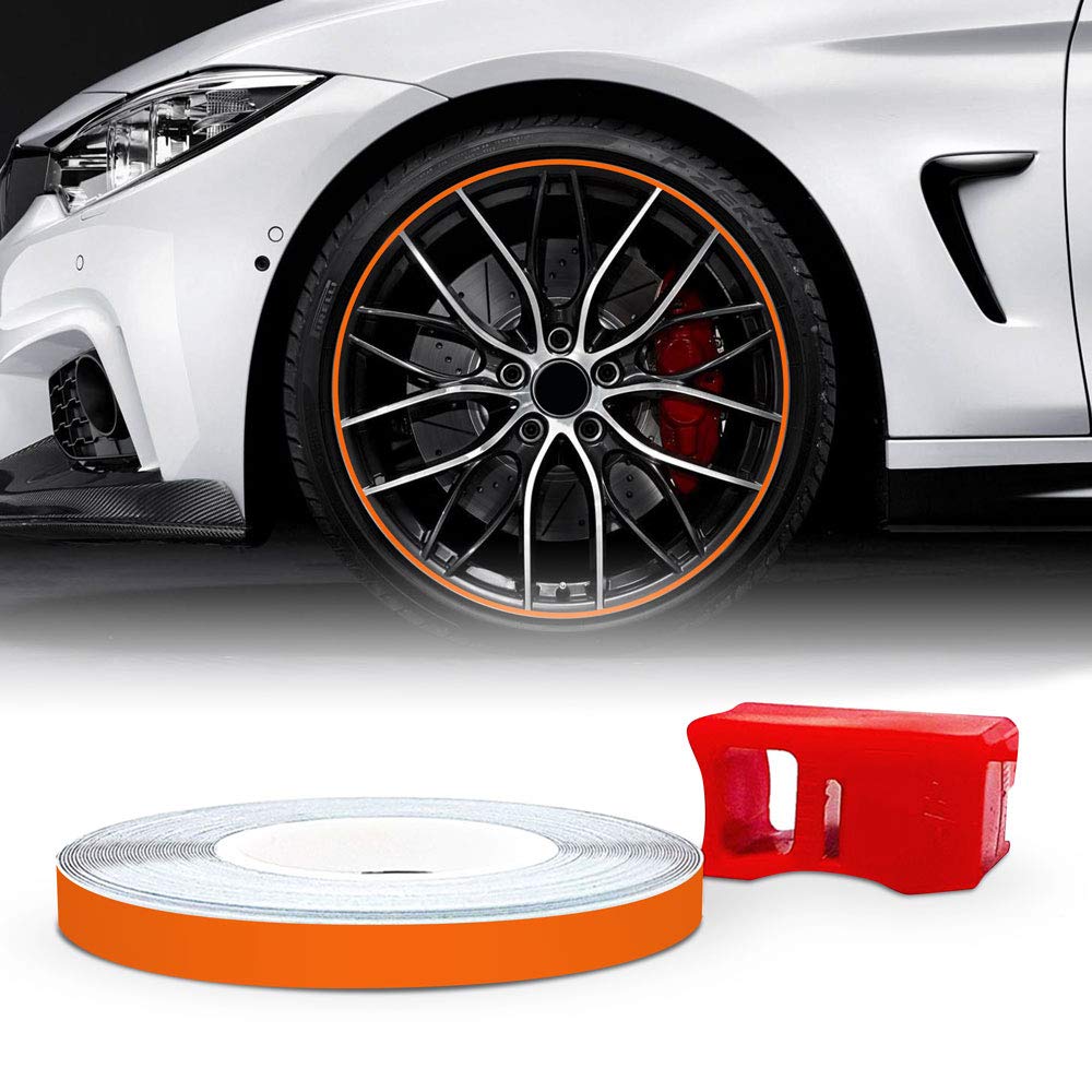 High-Quality Reflective Wheel Trim with Applicator Tool for Car Wheels - Orange | Enhance Safety & Style for Night Driving & Customization