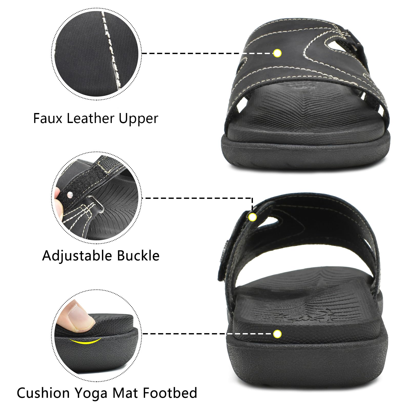 **Women's Orthotic Slides with Arch Support - Lightweight Yoga Sandals for Plantar Fasciitis Relief - Comfortable Cushioned Slippers for Walking, Running & Home Use**