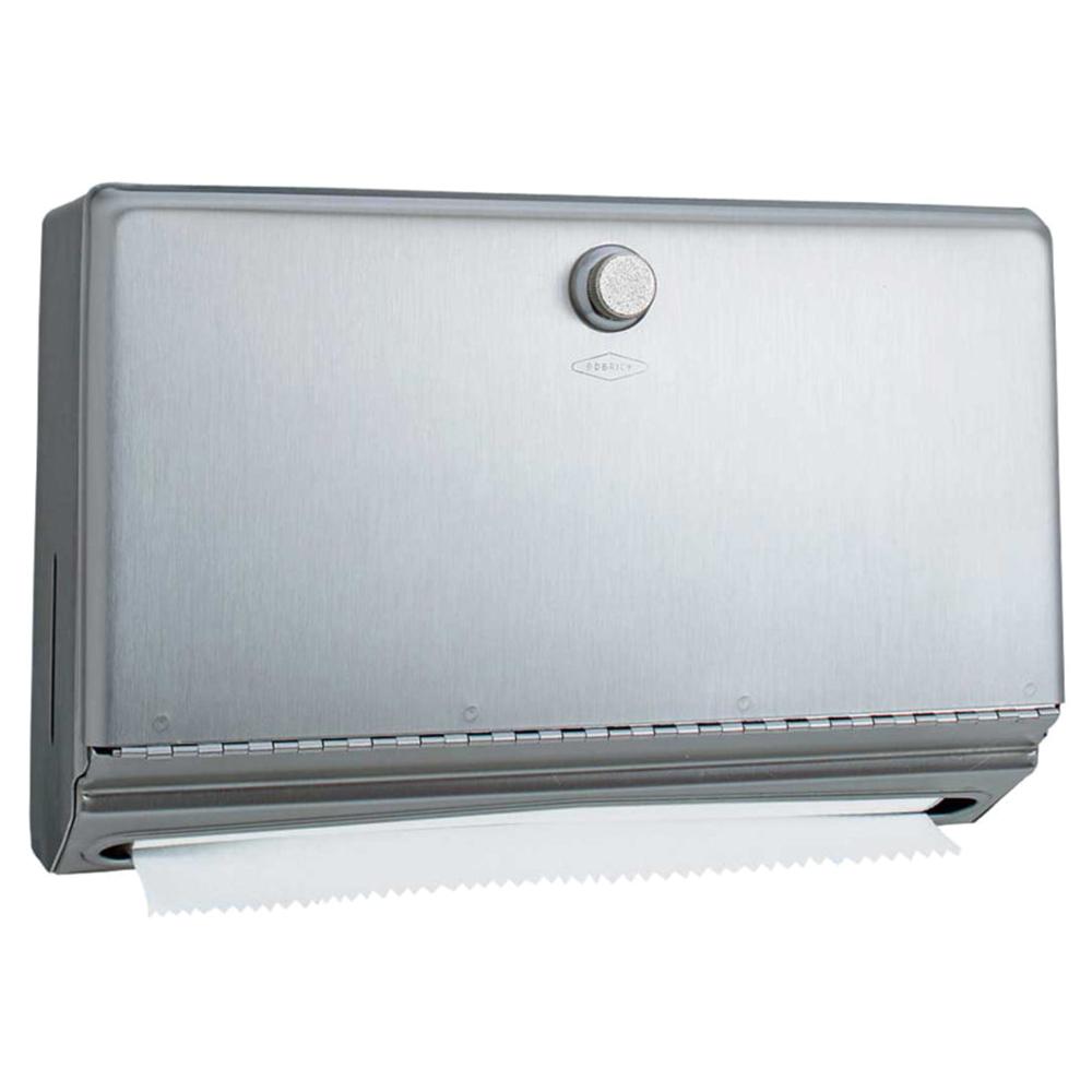 Bobrick B2621 ClassicSeries Paper Towel Dispenser with Knob Latch - Surface Mounted Satin Finish - Ideal for Restrooms, Kitchens & Commercial Spaces