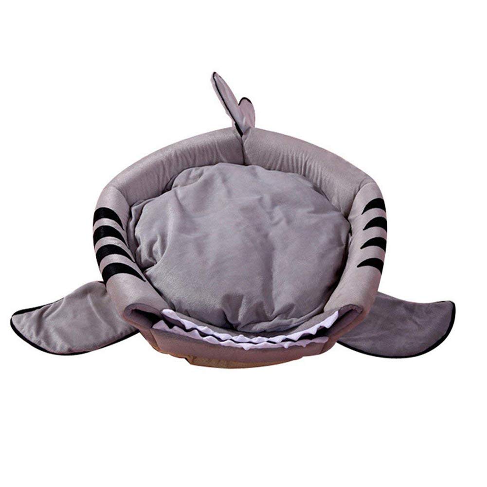 Shark Shaped Pet Bed for Dogs & Cats - Cozy Warm Puppy Bed House Nest for Small Pets, Grey XXS - Perfect for Winter & Autumn Comfort in Home or Kennel